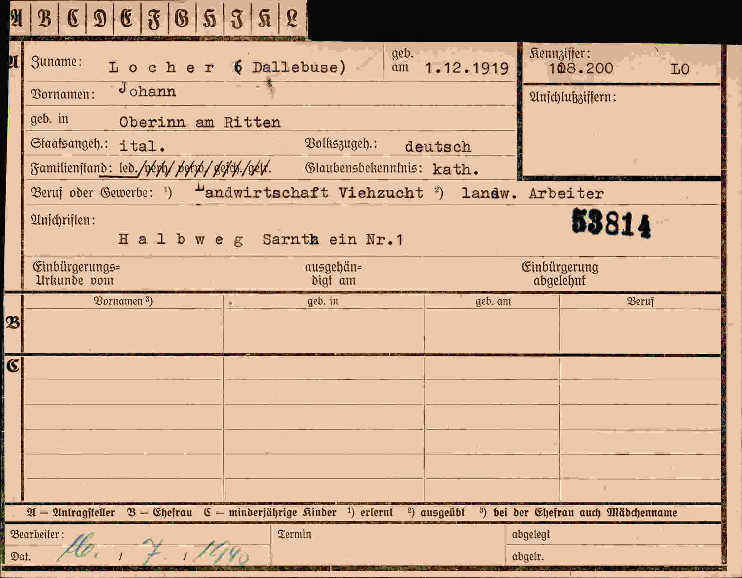 Vorderseite des Dokuments