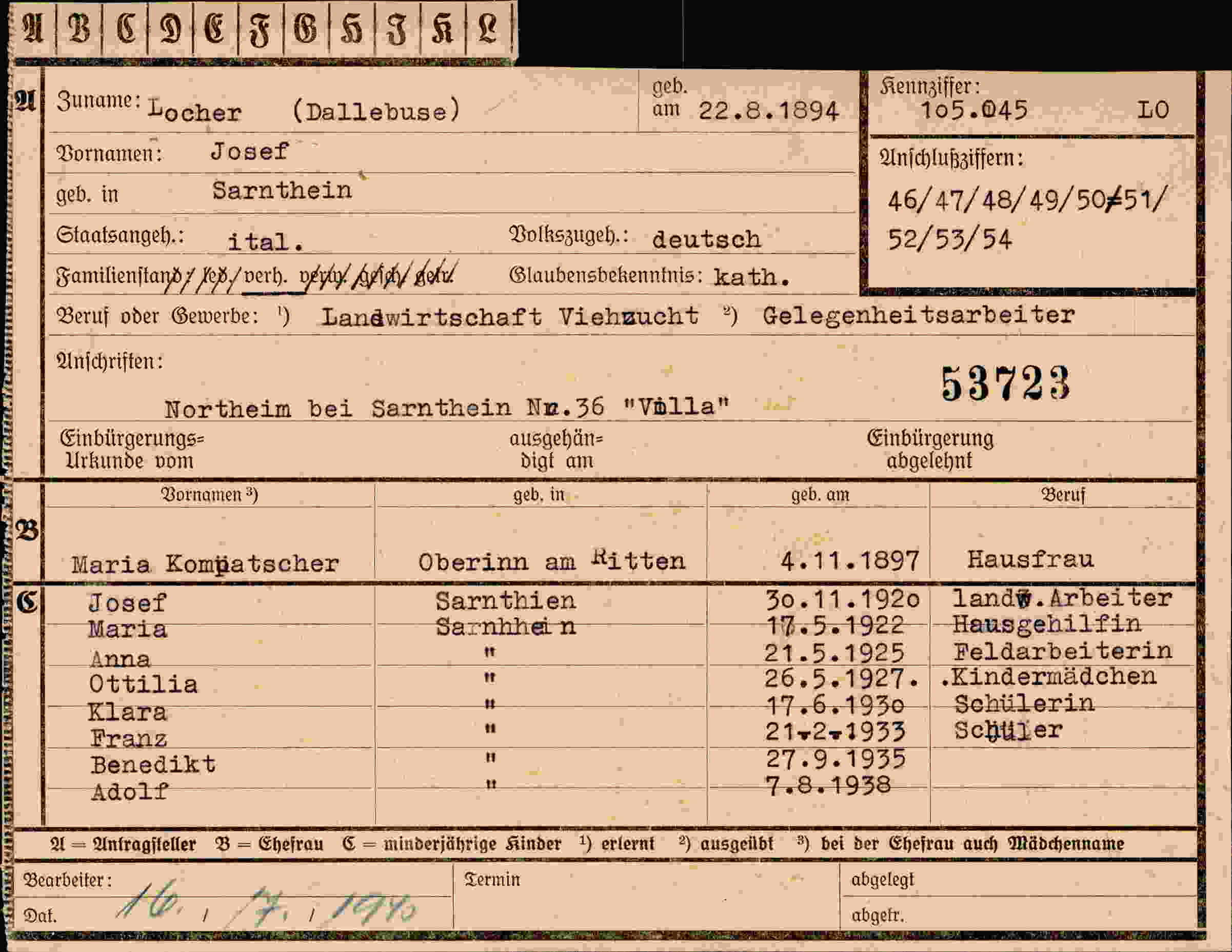 Vorderseite des Dokuments