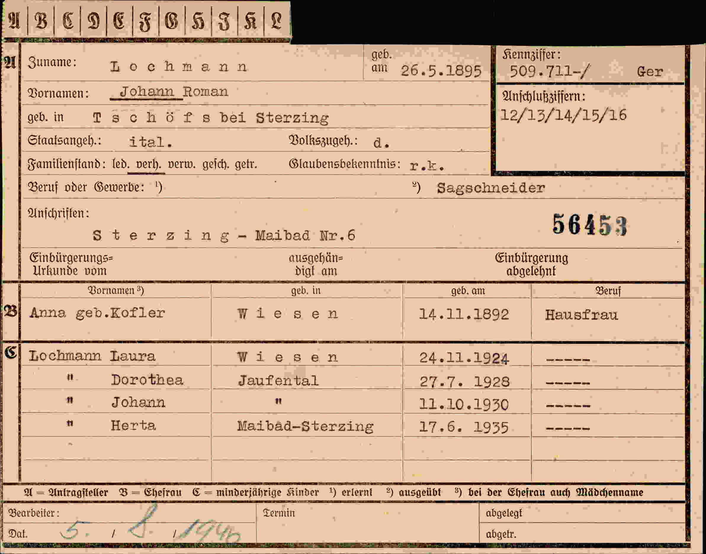Vorderseite des Dokuments