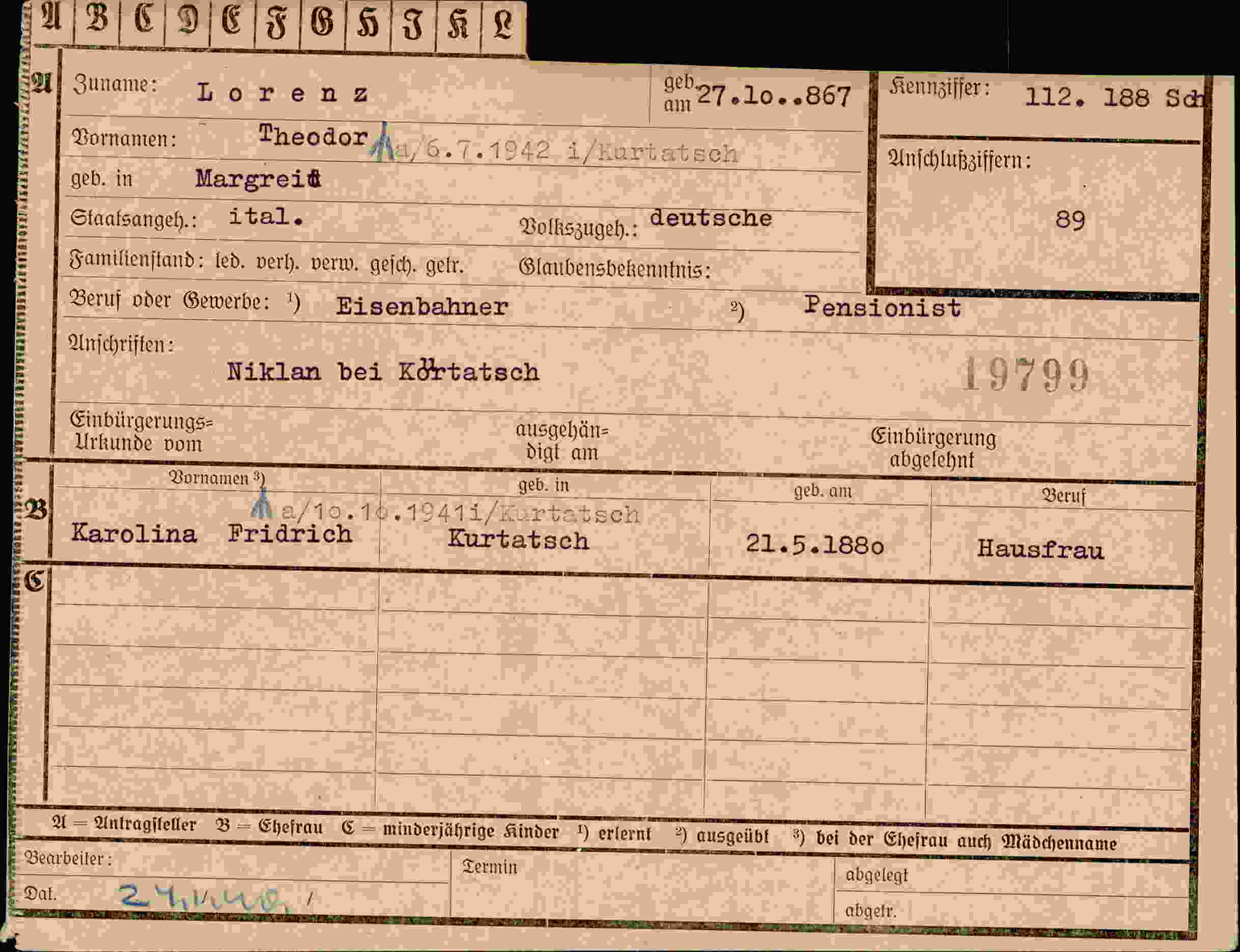 Dokument für Theodor Lorenz