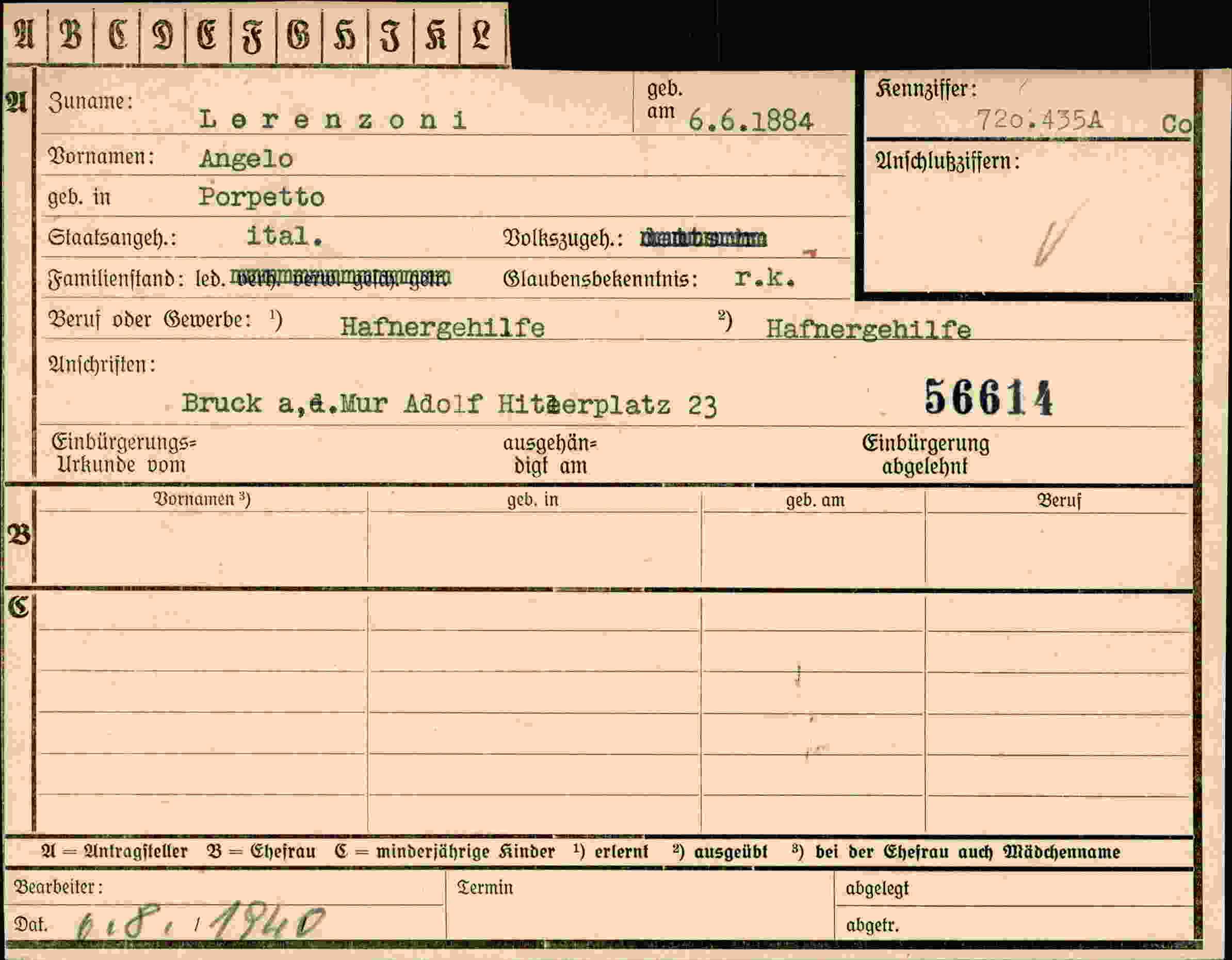 Dokument für Angelo Lerenzoni