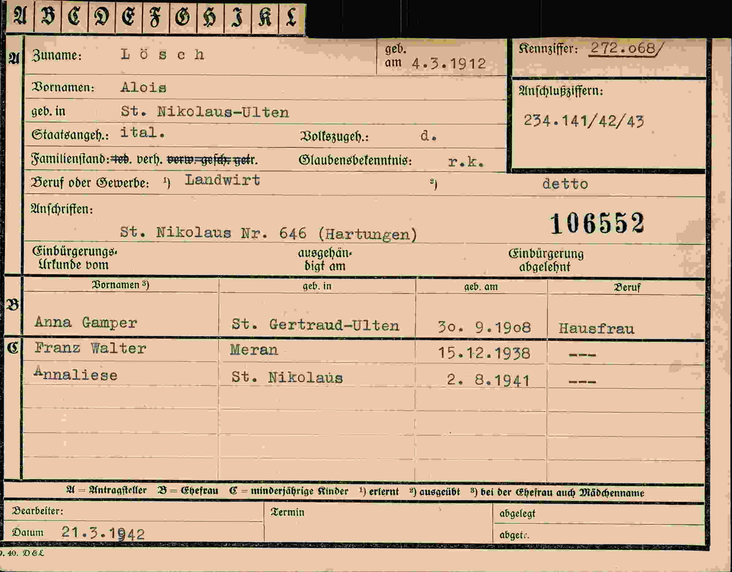 Dokument für Alois Lösch