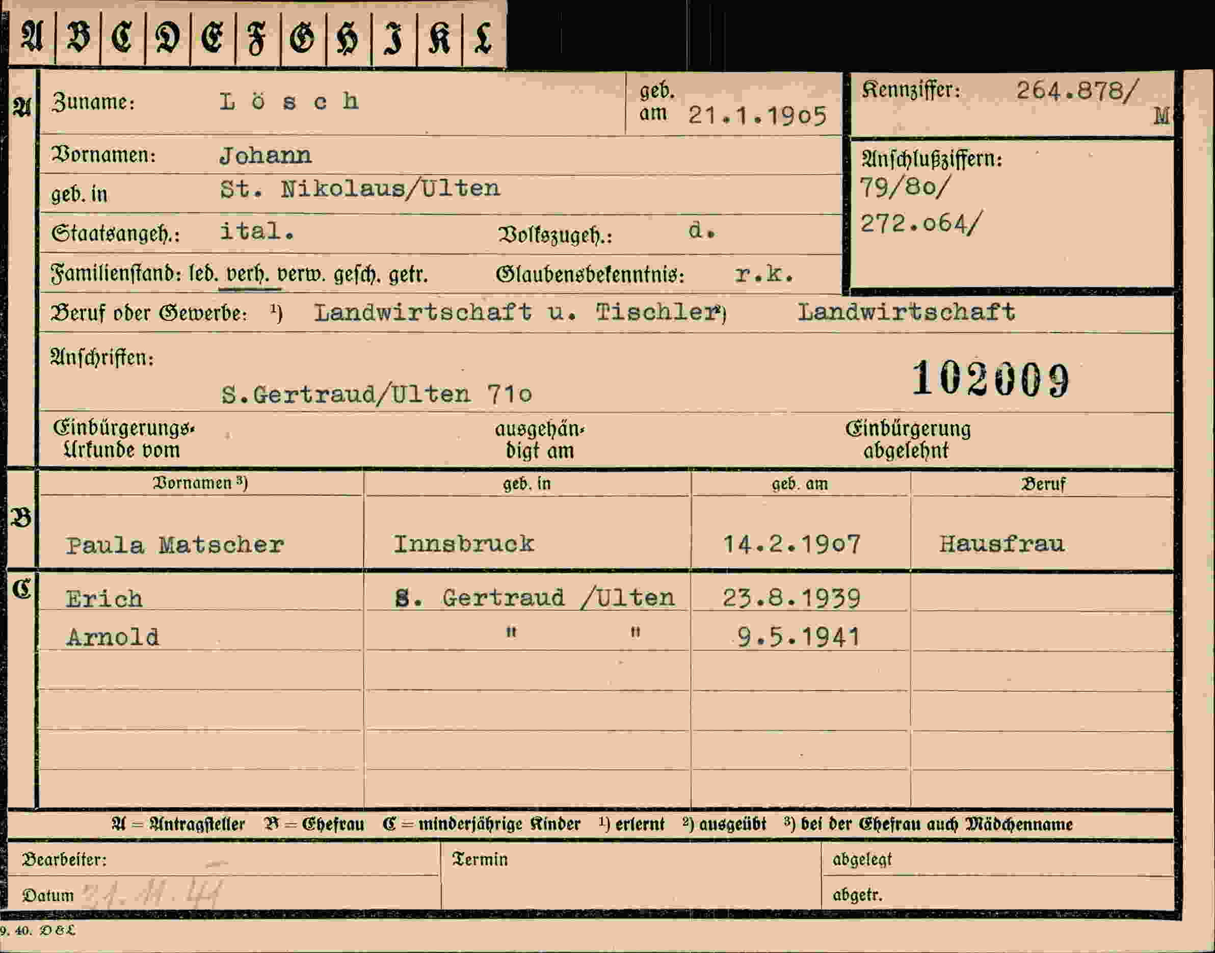 Vorderseite des Dokuments