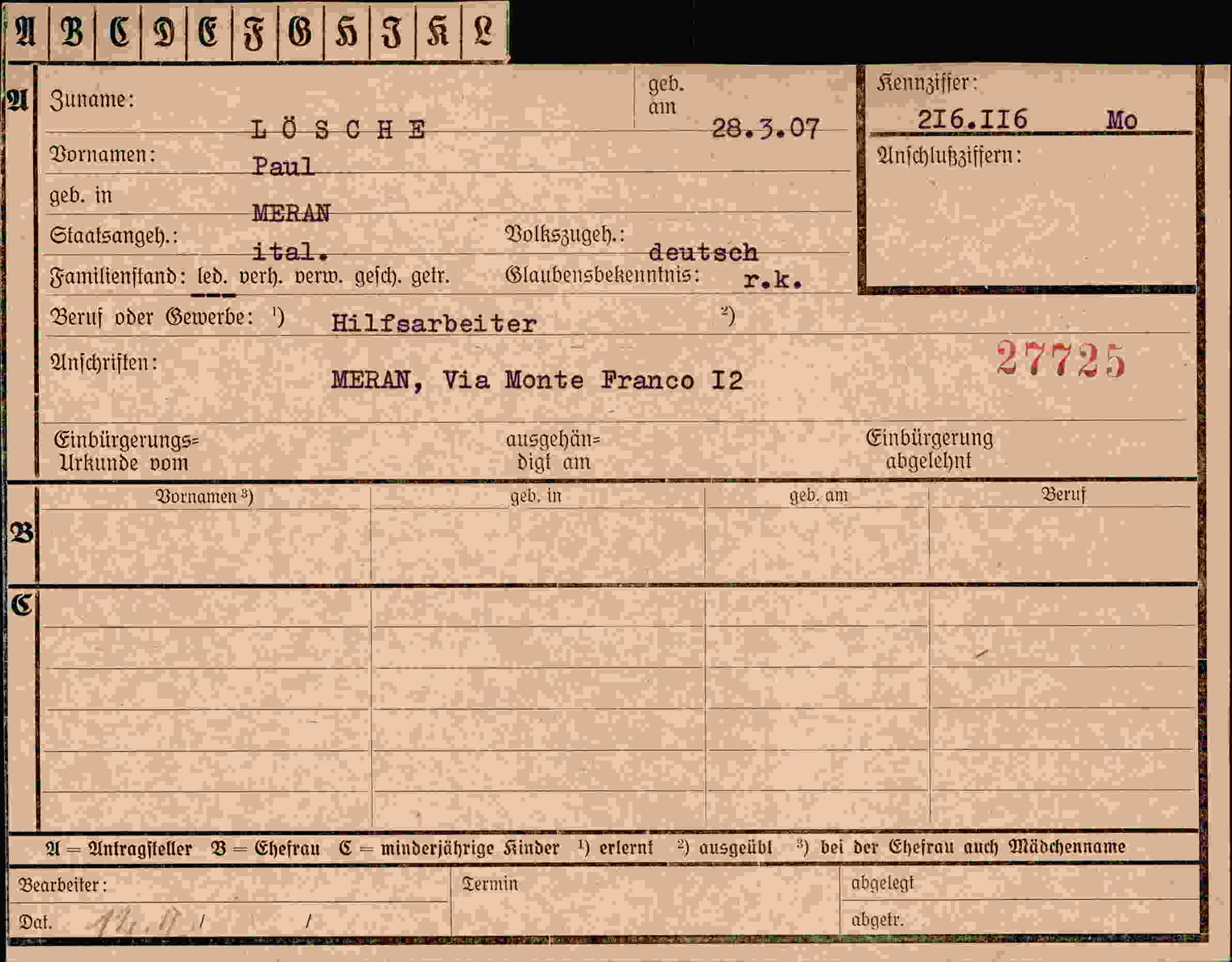 Vorderseite des Dokuments