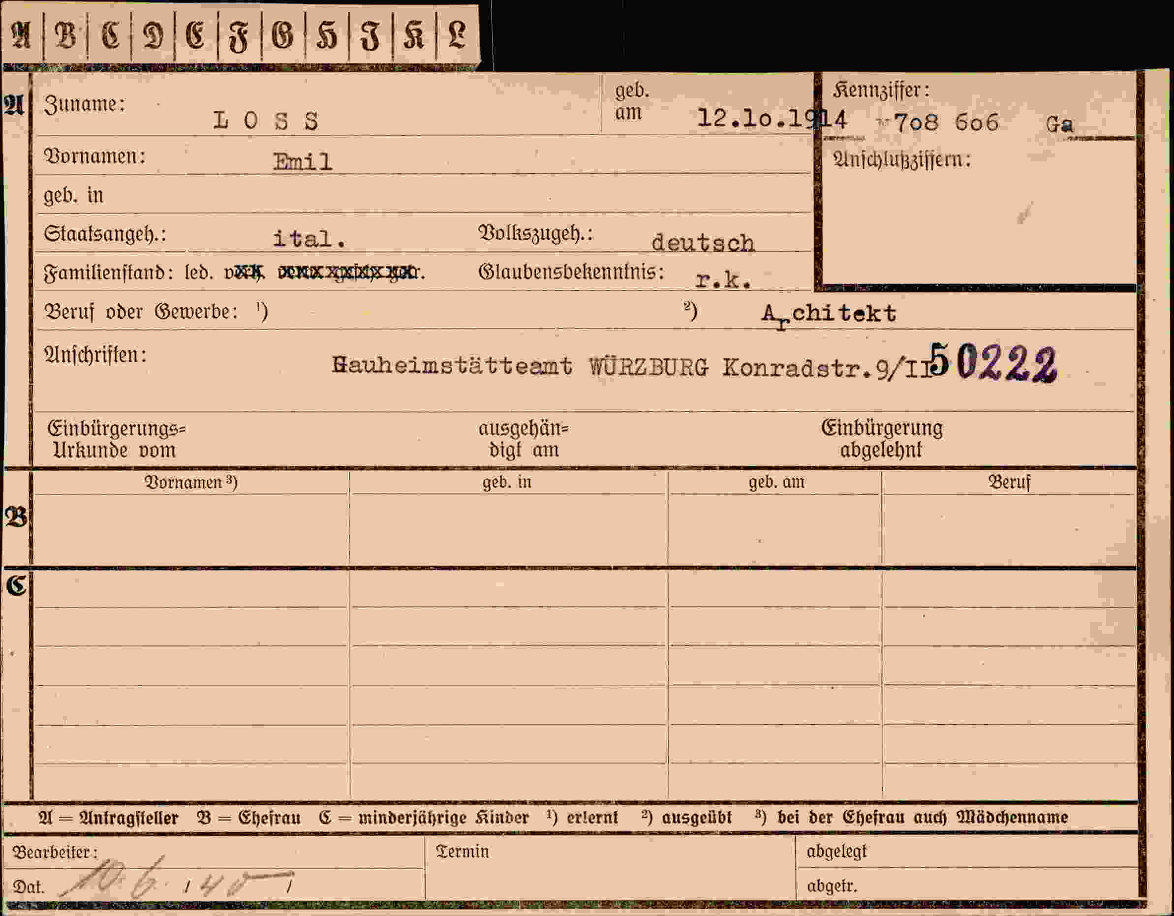 Dokument für Emil Loss