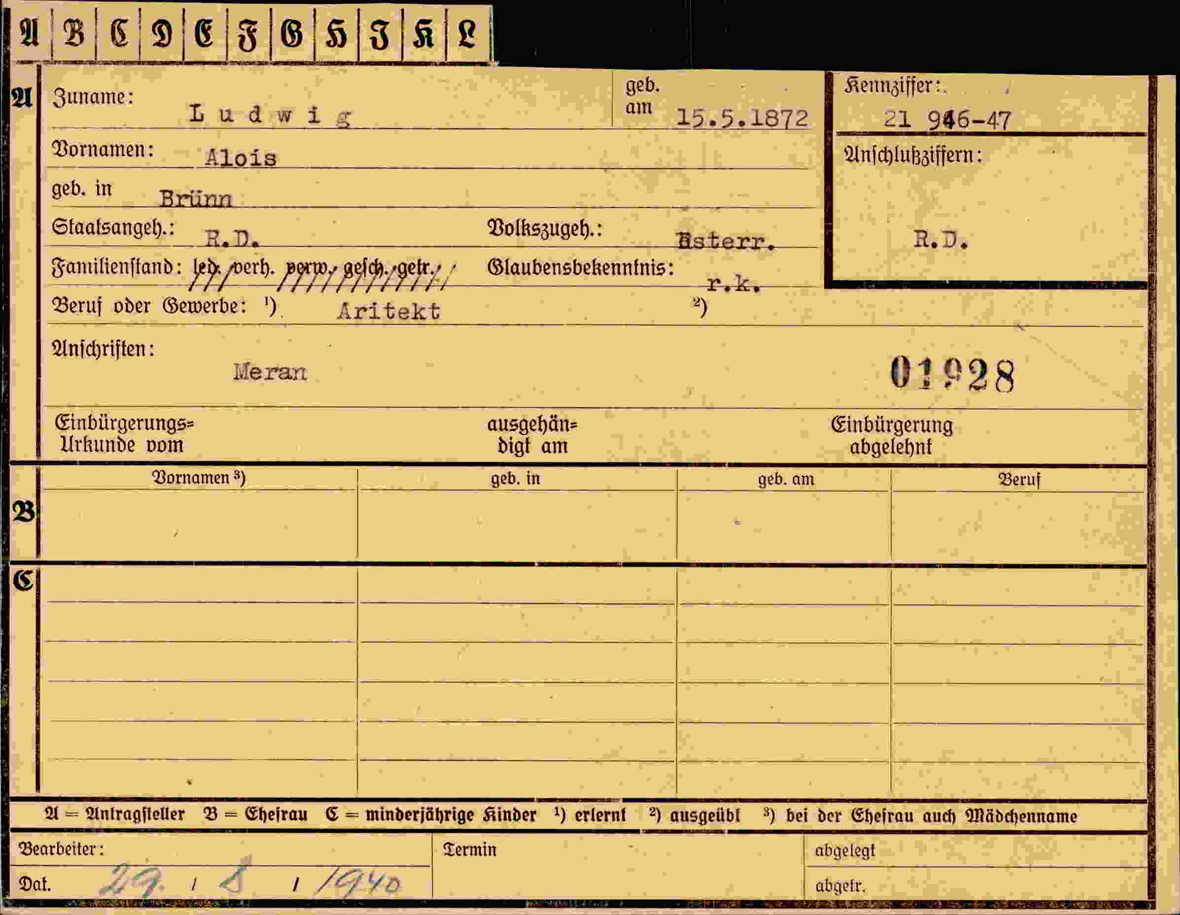 Dokument für Alois Ludwig