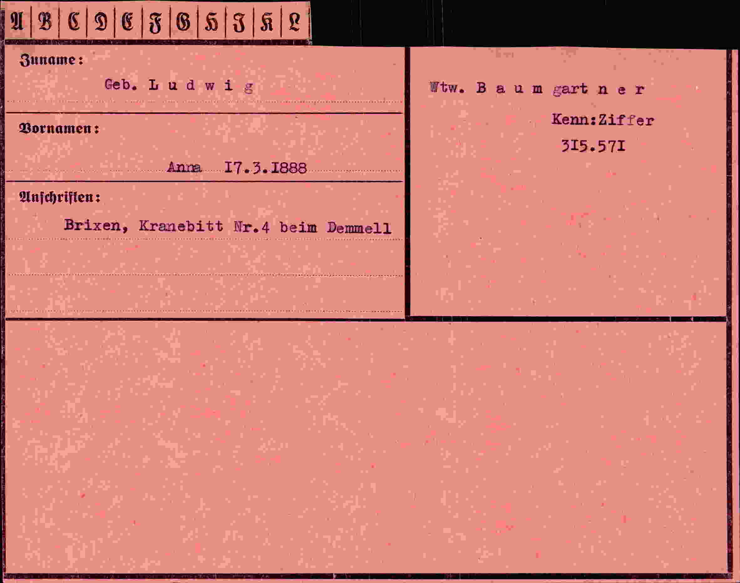 Vorderseite des Dokuments