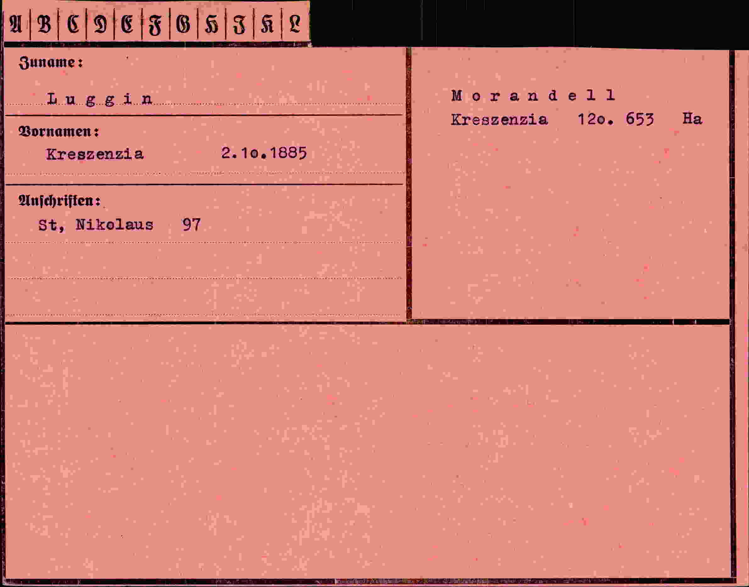 Dokument für Kreszenzia Luggin