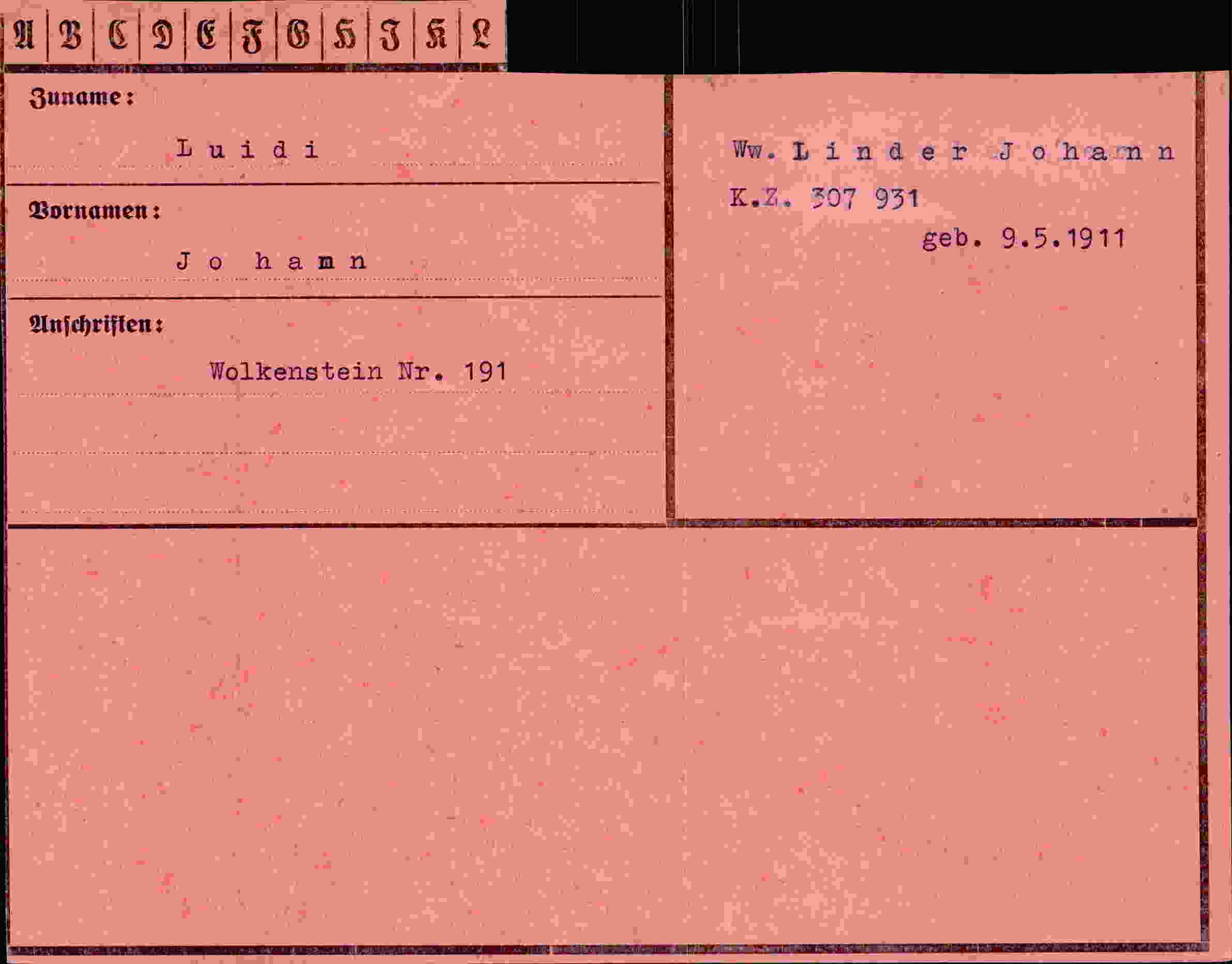 Vorderseite des Dokuments