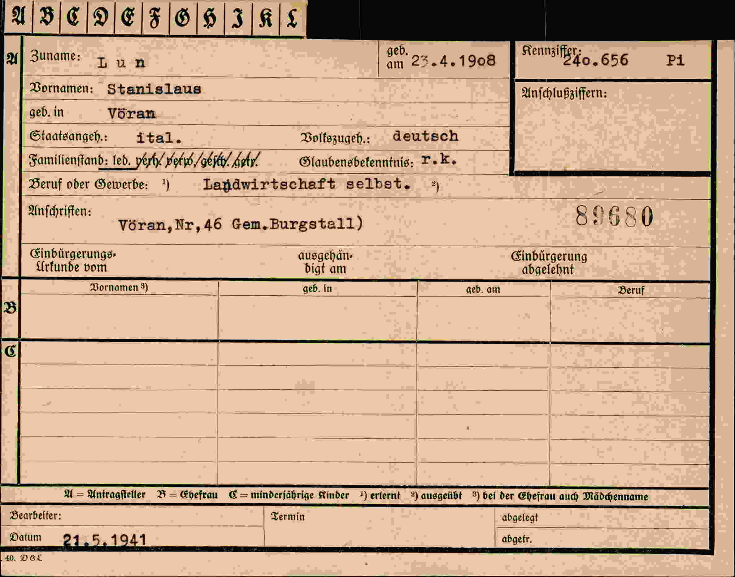 Dokument für Stanislaus Lun