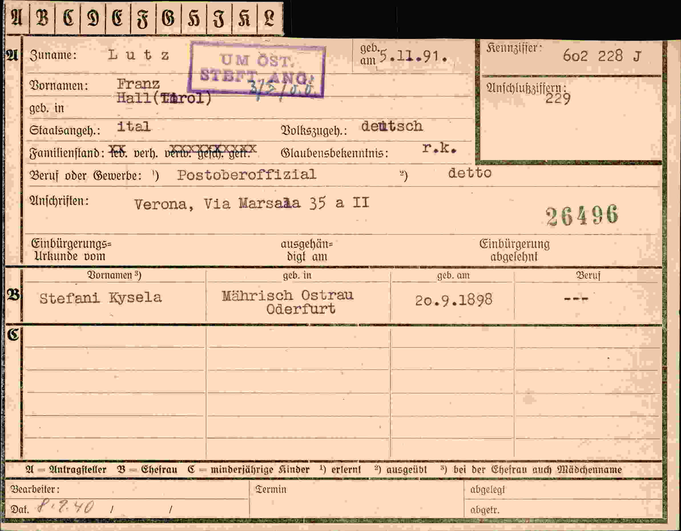 Dokument für Franz Lutz