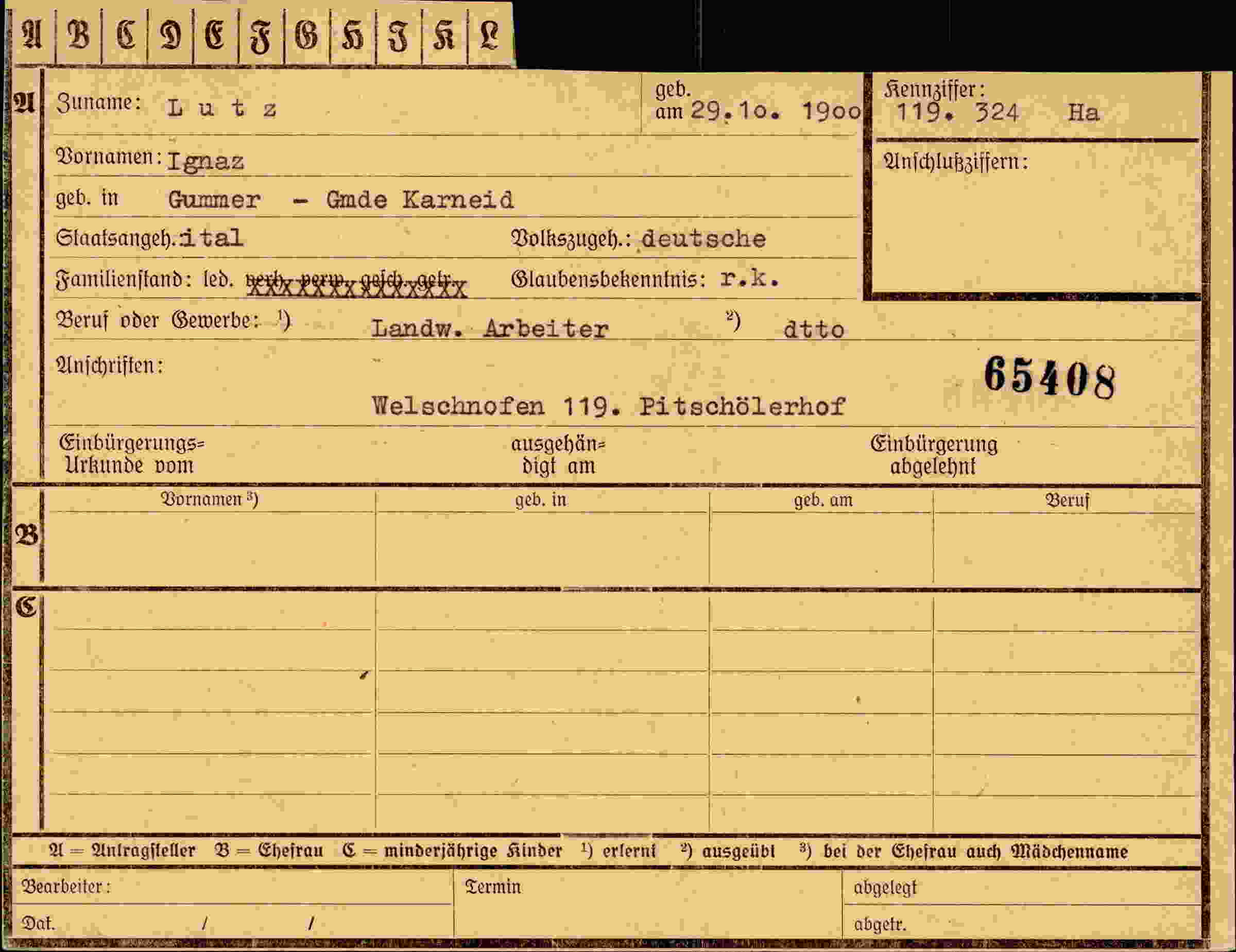Dokument für Ignaz Lutz