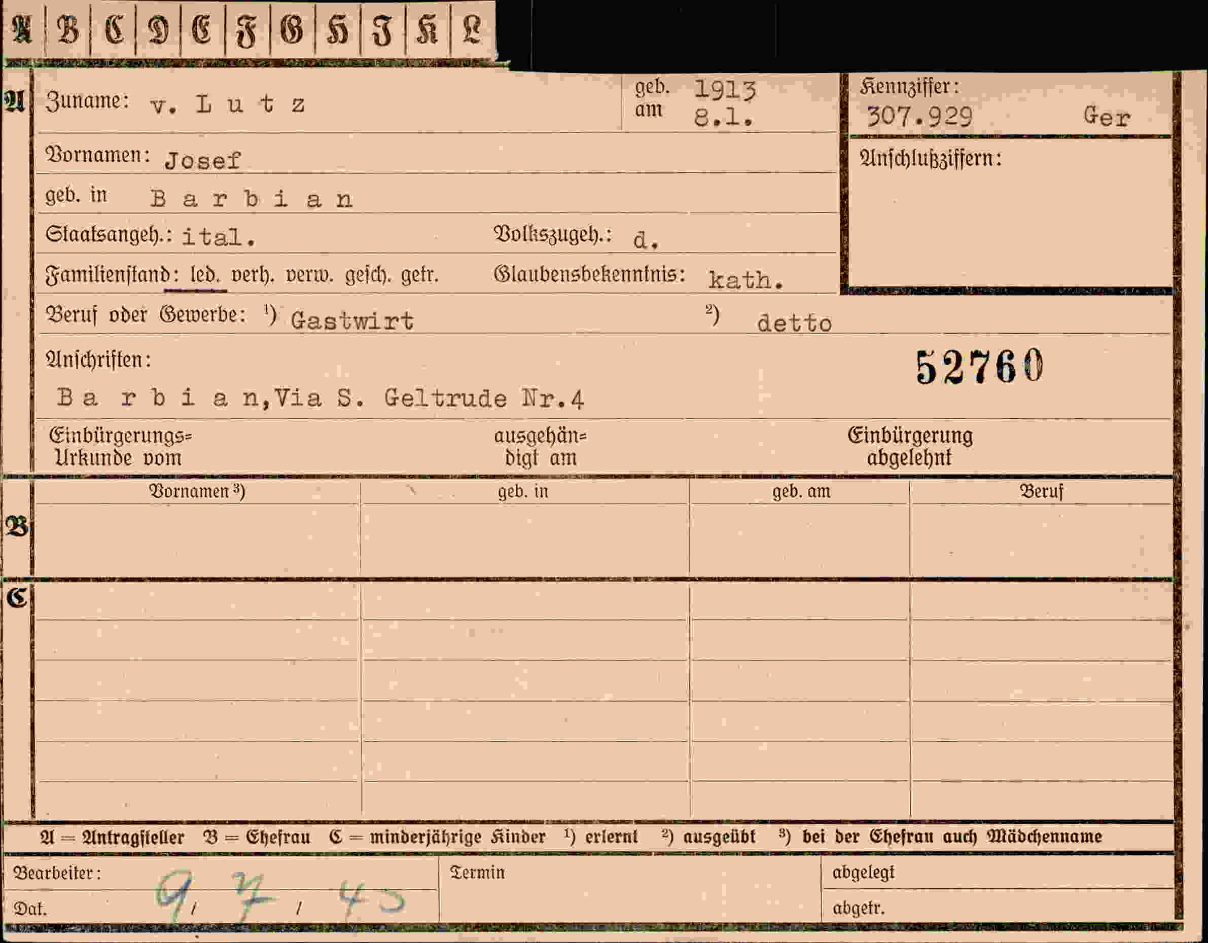 Dokument für Josef Lutz