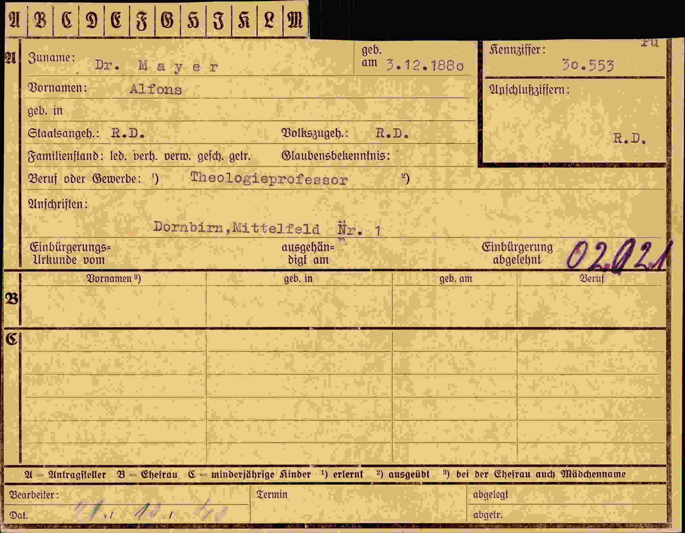 Dokument für Alfons Mayer