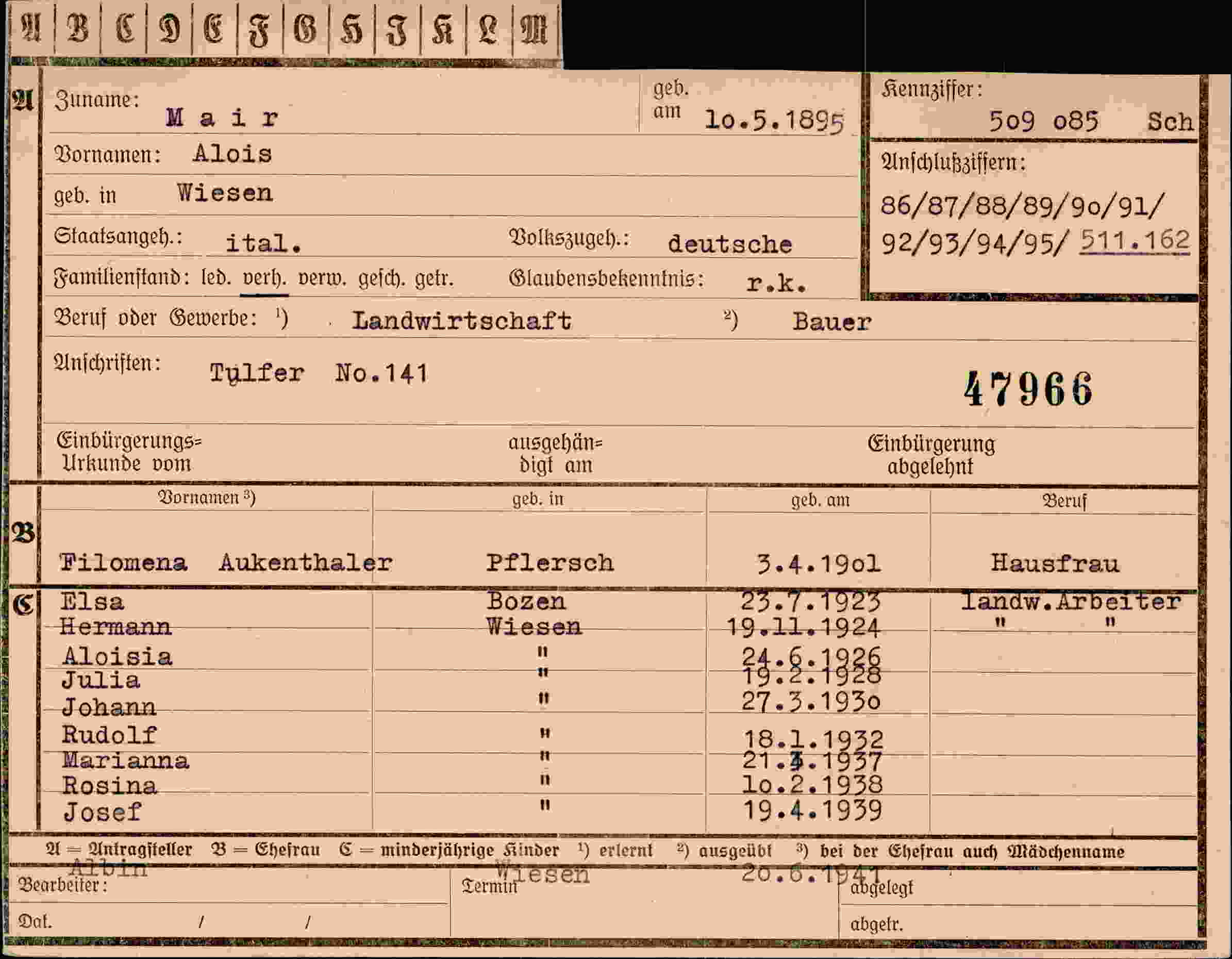 Vorderseite des Dokuments