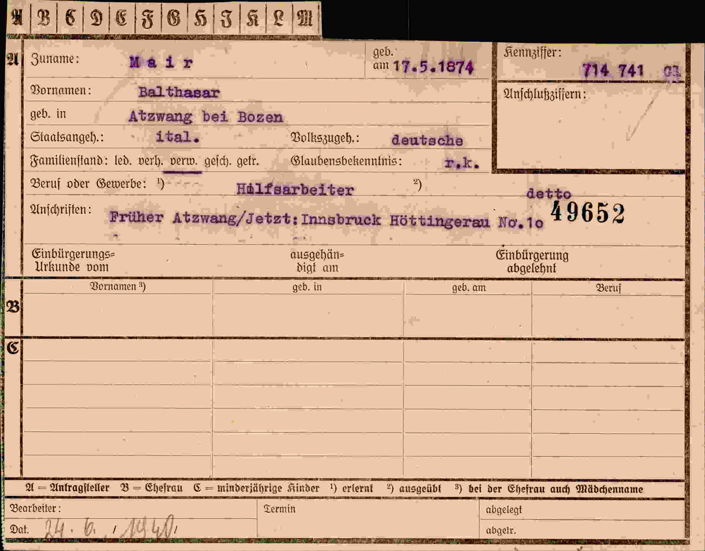 Dokument für Balthasar Mair