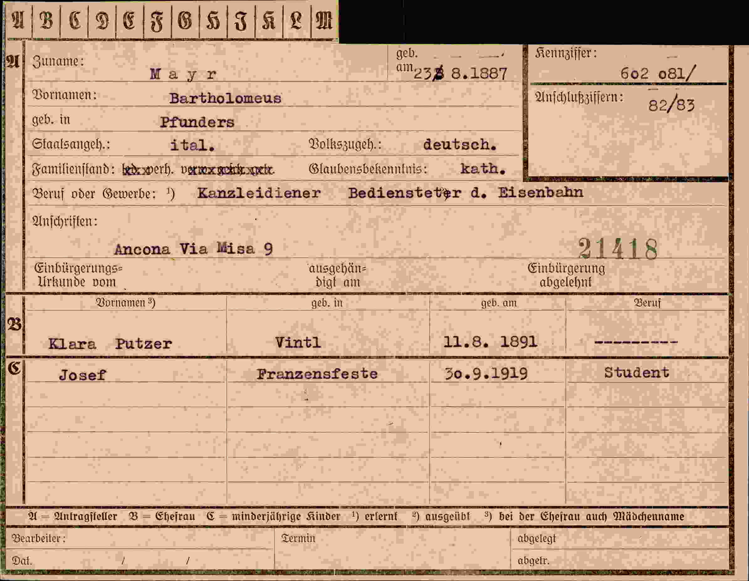 Dokument für Bartholomeus Mayr
