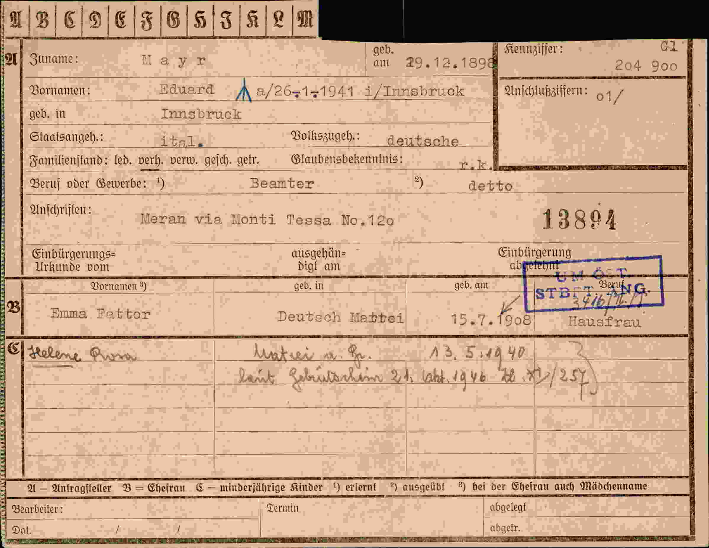Dokument für Eduard Mayr