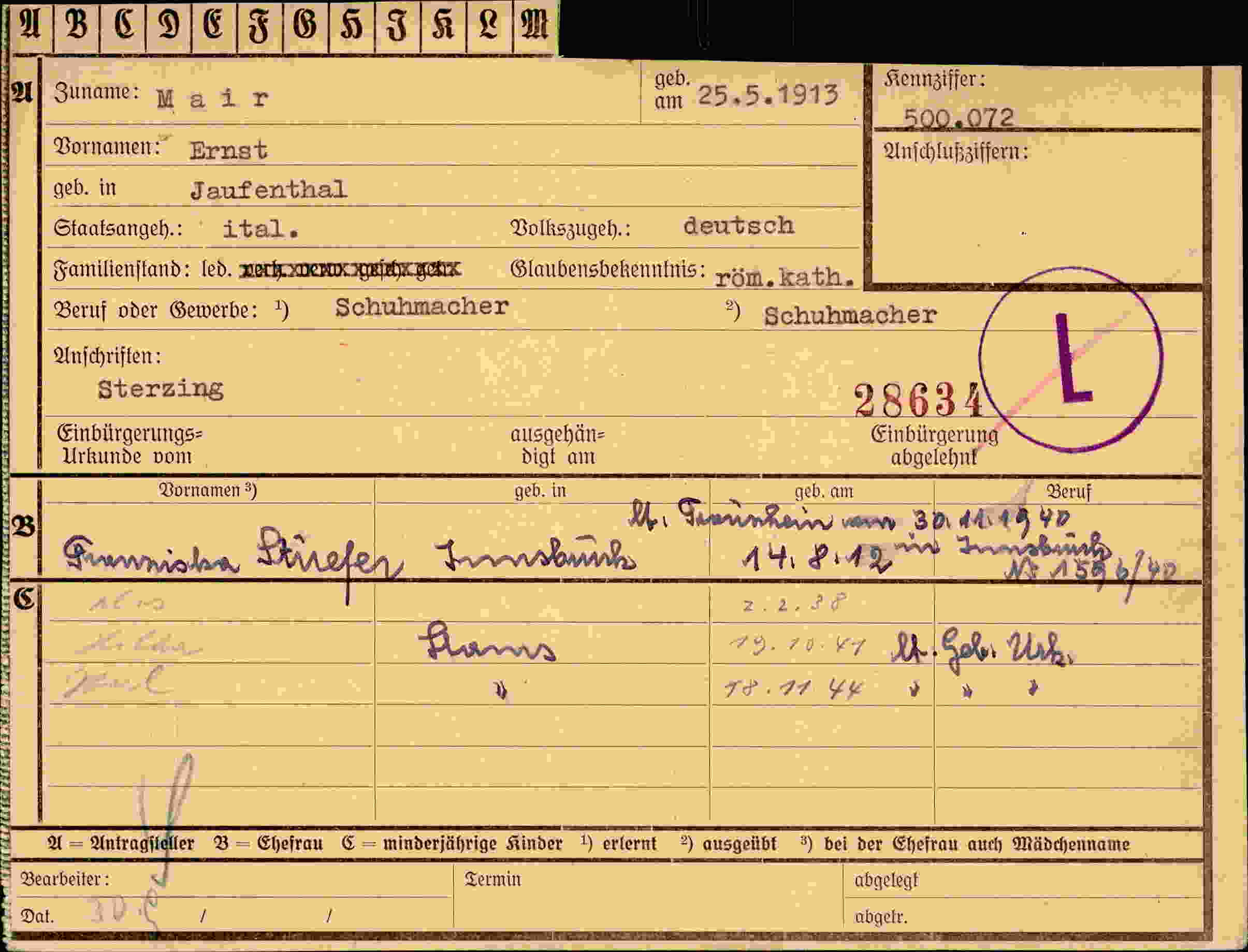 Dokument für Ernst Mair
