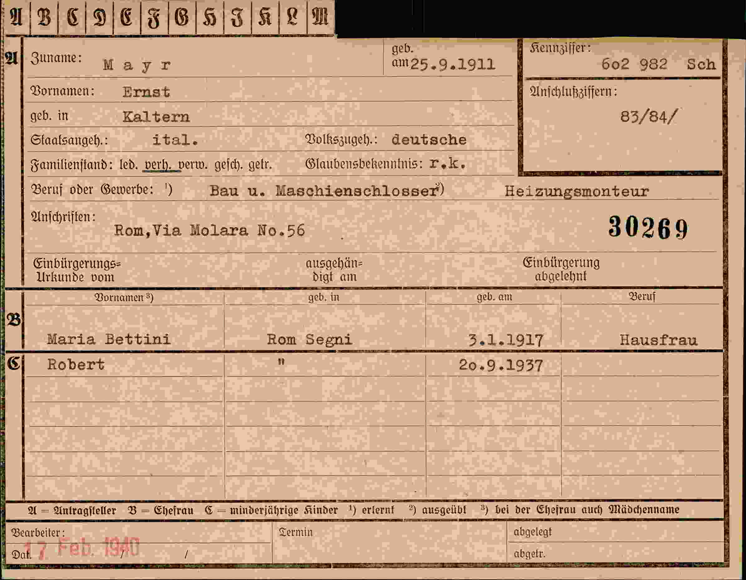 Vorderseite des Dokuments