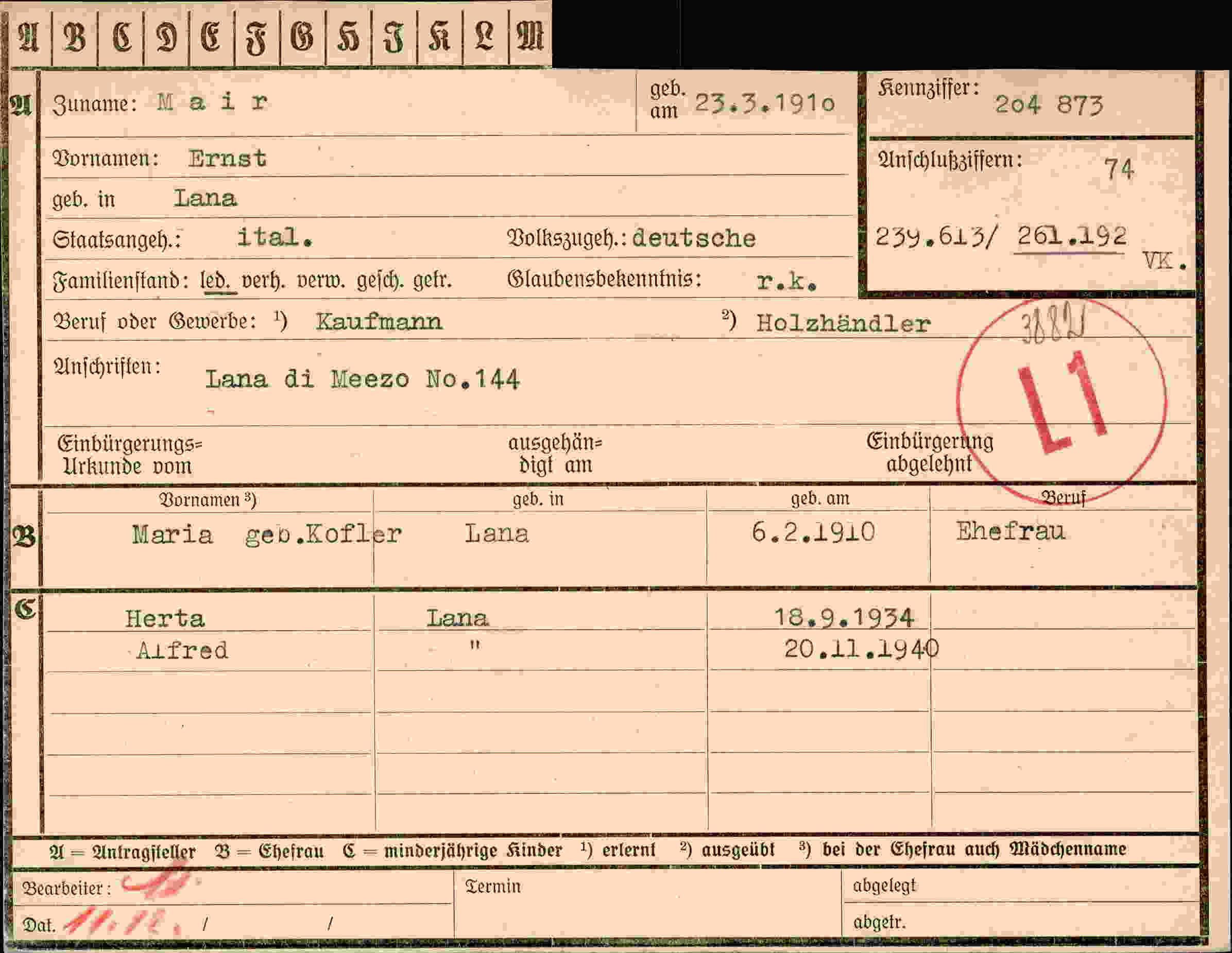 Dokument für Ernst Mair