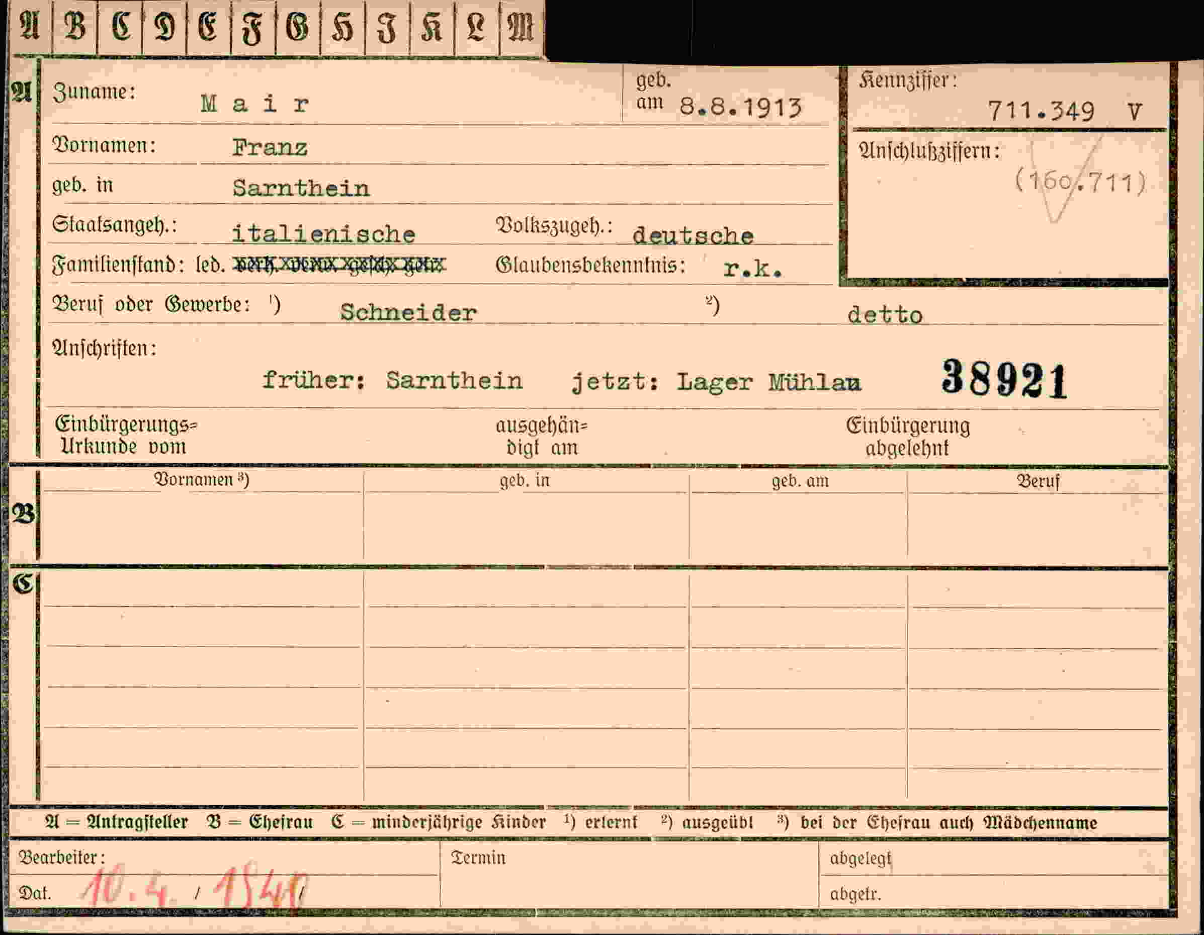 Dokument für Franz Mair