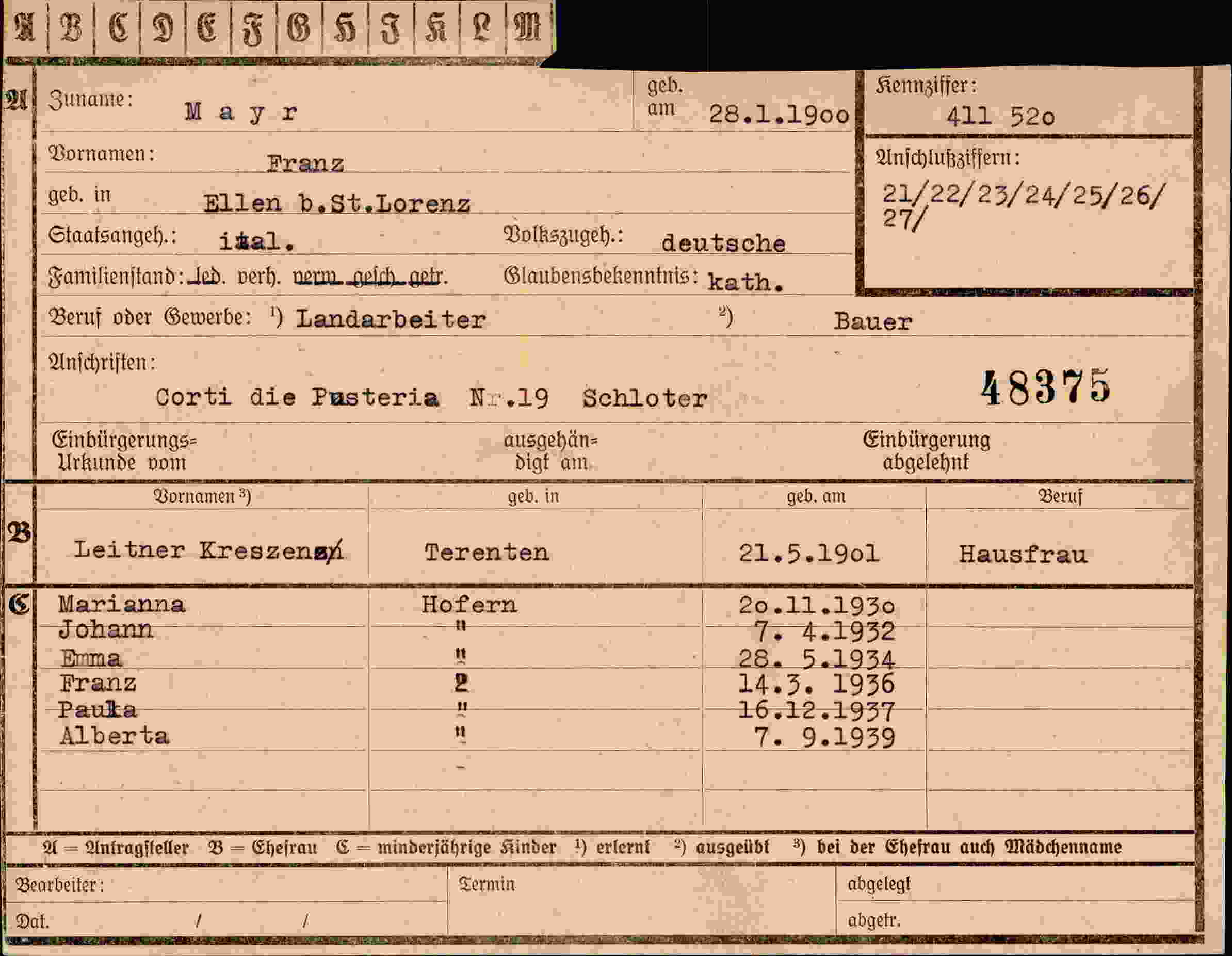 Dokument für Franz Mayr