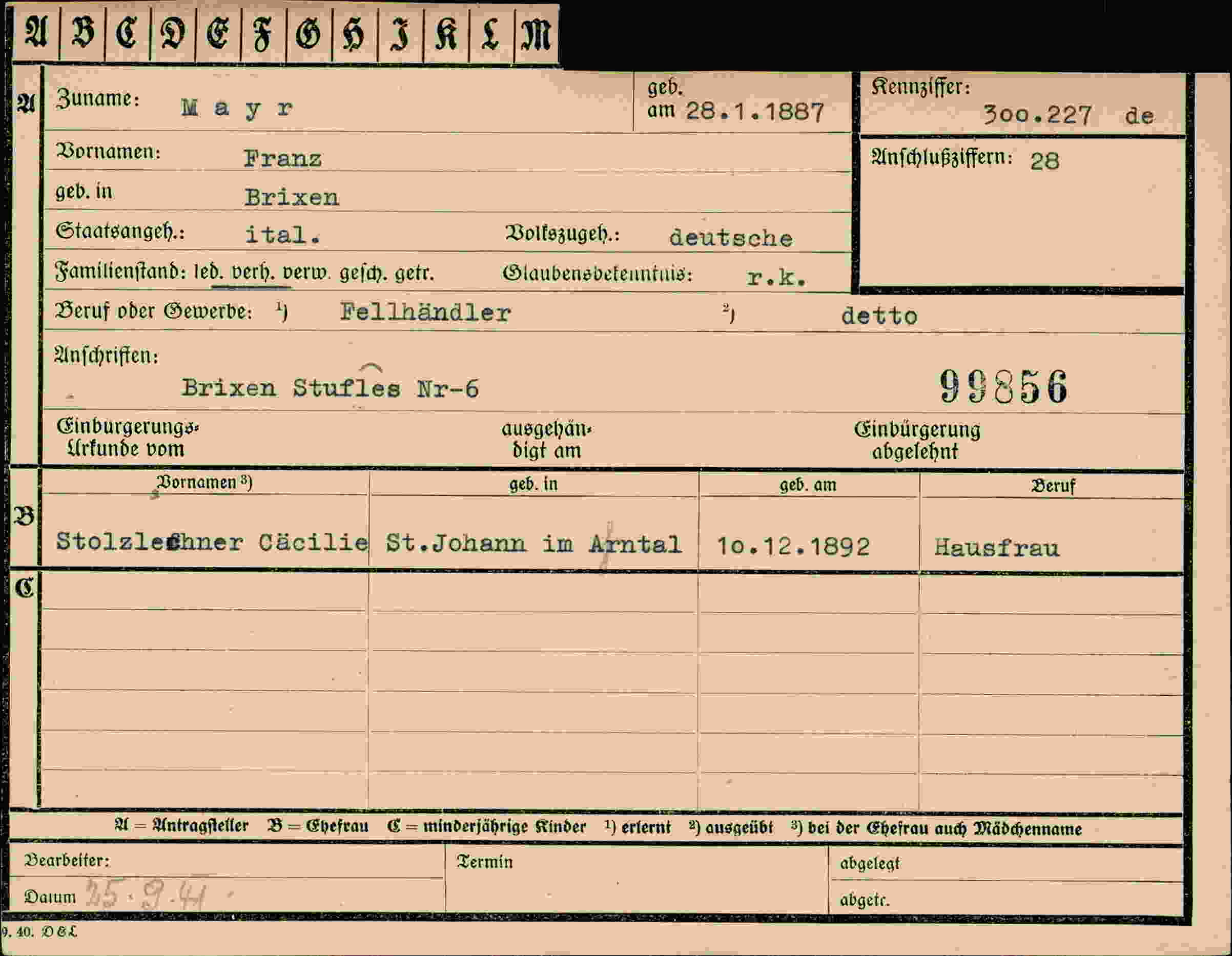 Dokument für Franz Mayr