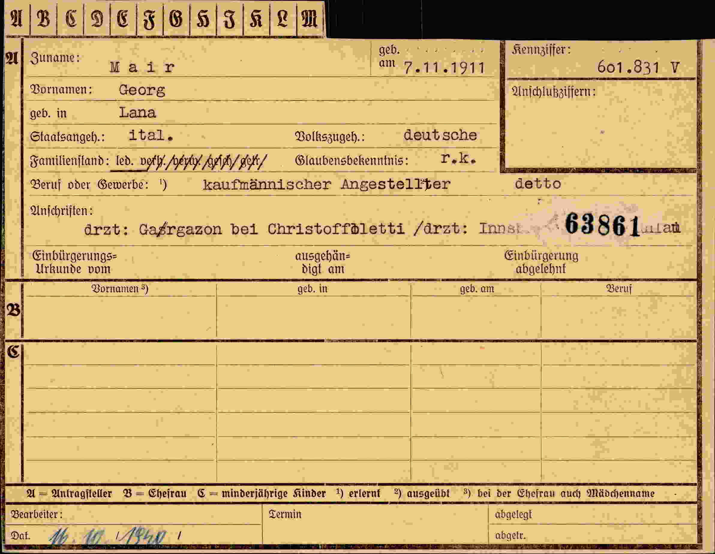 Dokument für Georg Mair