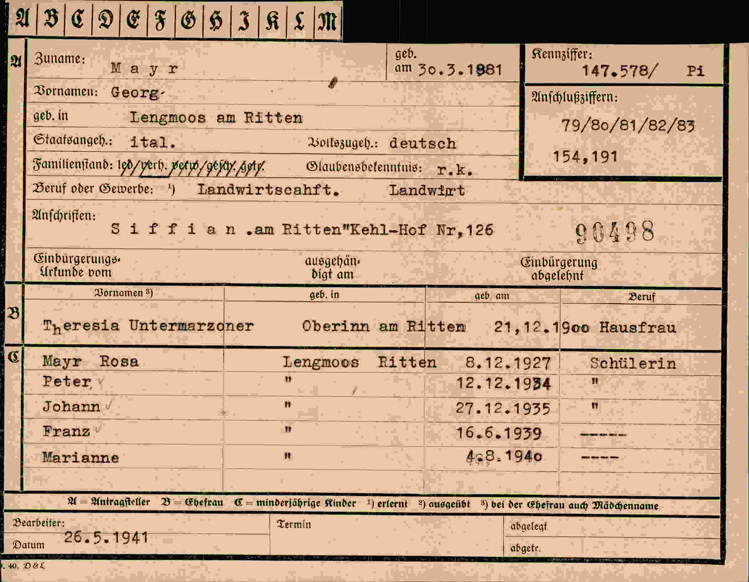 Vorderseite des Dokuments