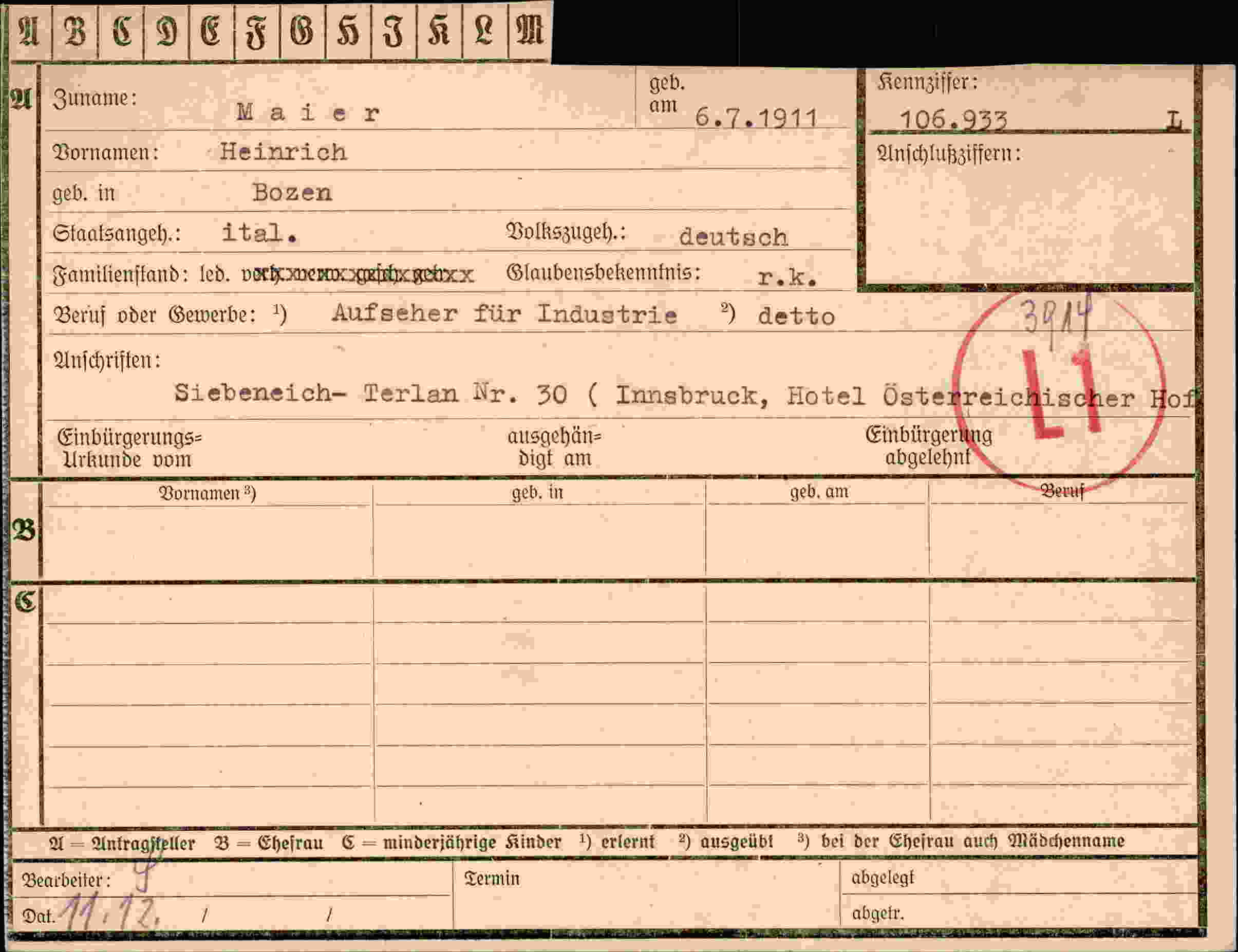 Dokument für Heinrich Maier