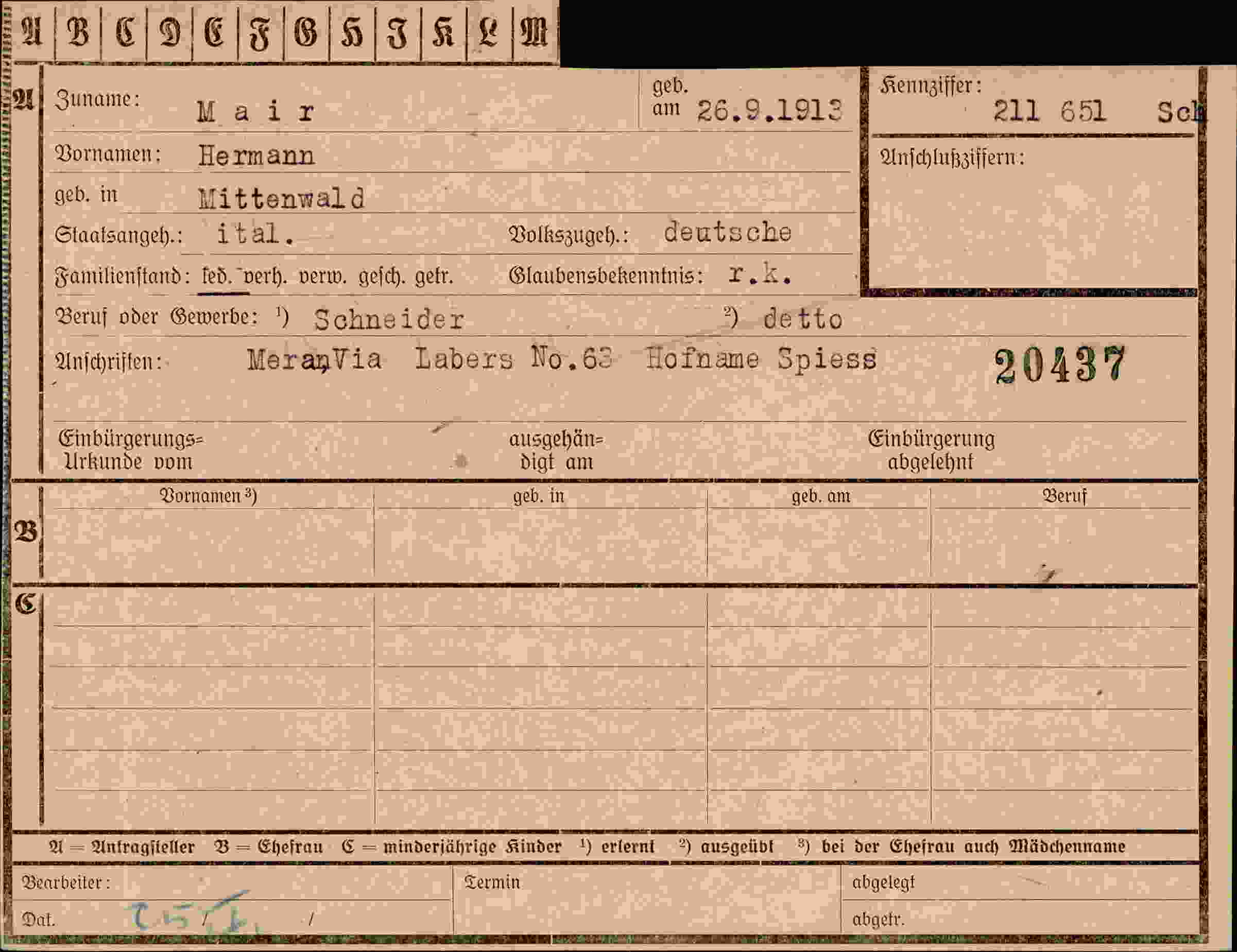 Dokument für Hermann Mair