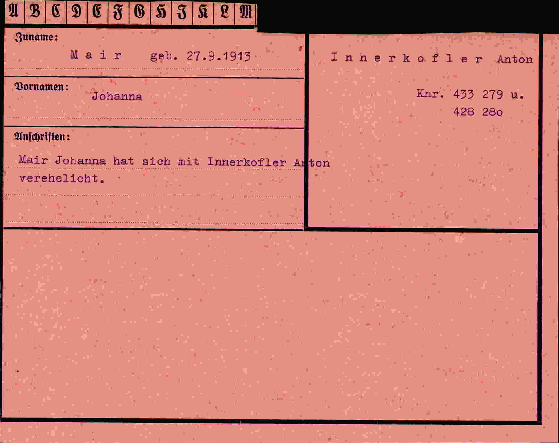 Vorderseite des Dokuments