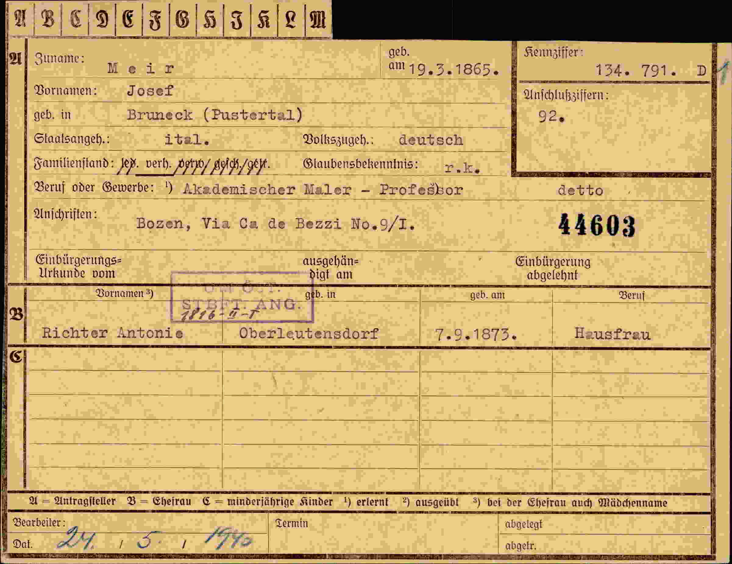 Dokument für Josef Meir