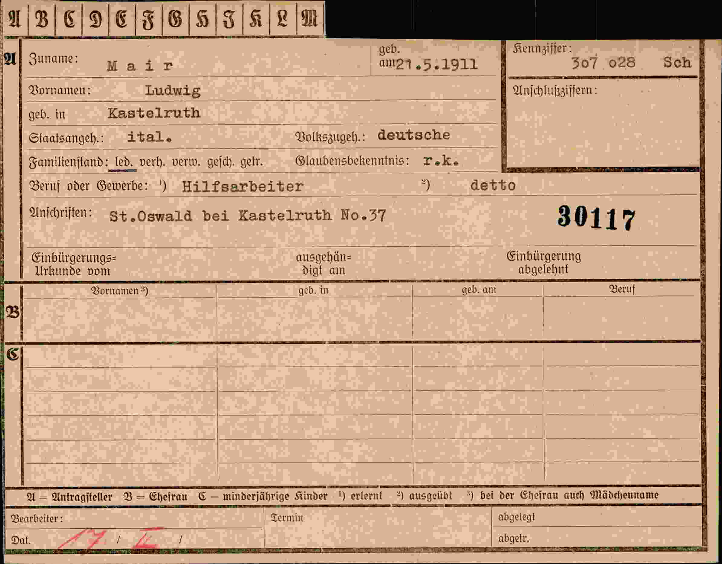 Vorderseite des Dokuments