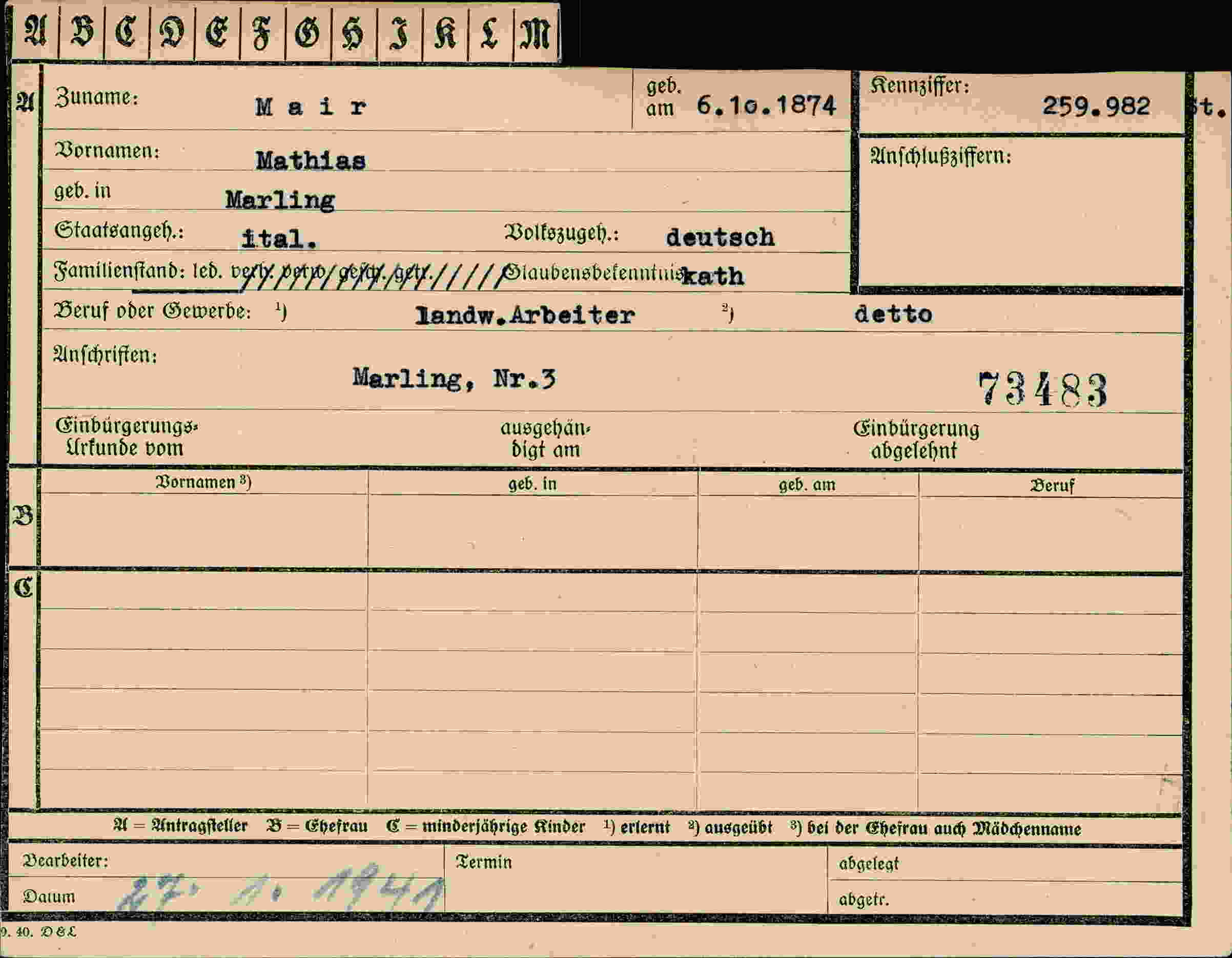 Dokument für Mathias Mair