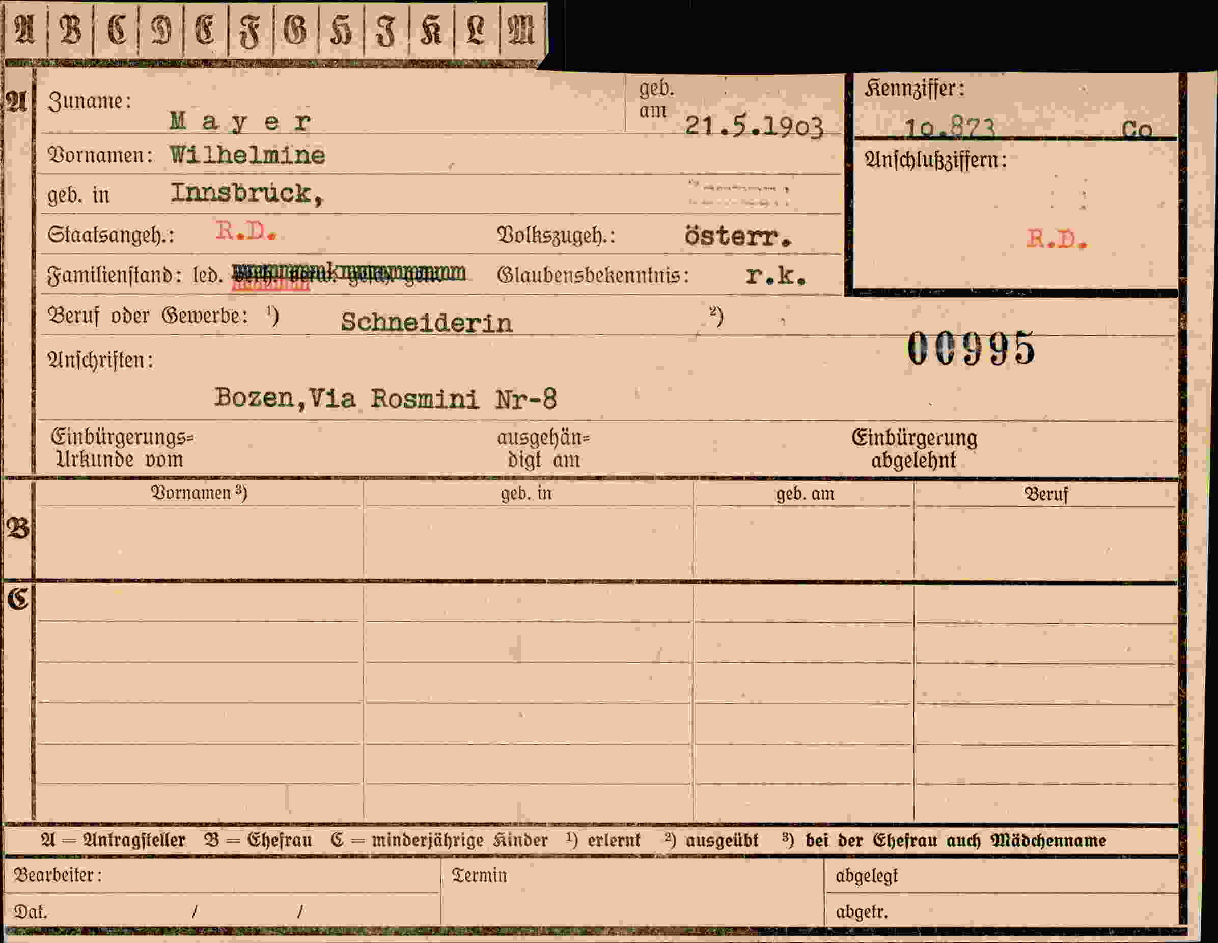 Vorderseite des Dokuments