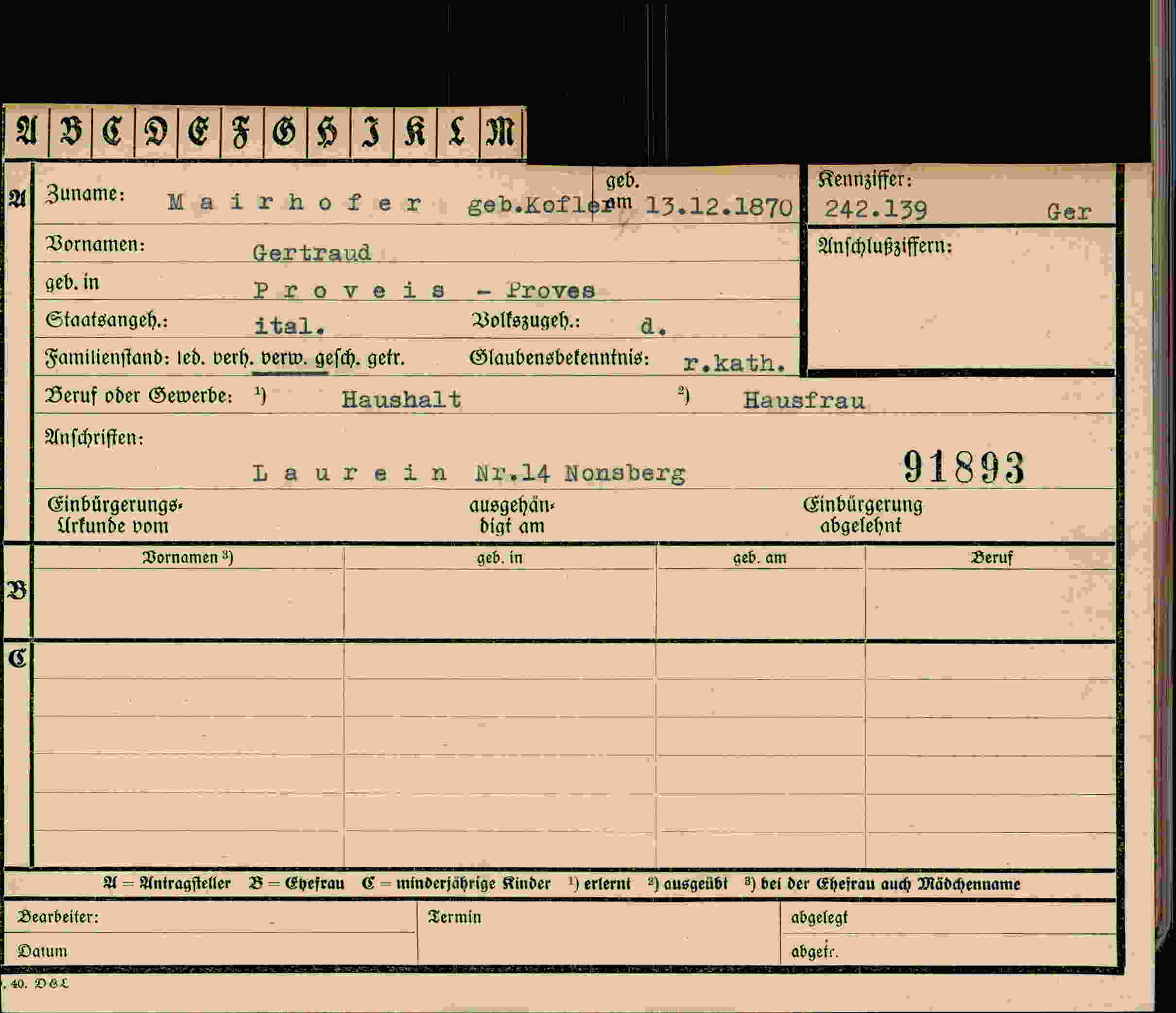 Dokument für Gertraud Mairhofer