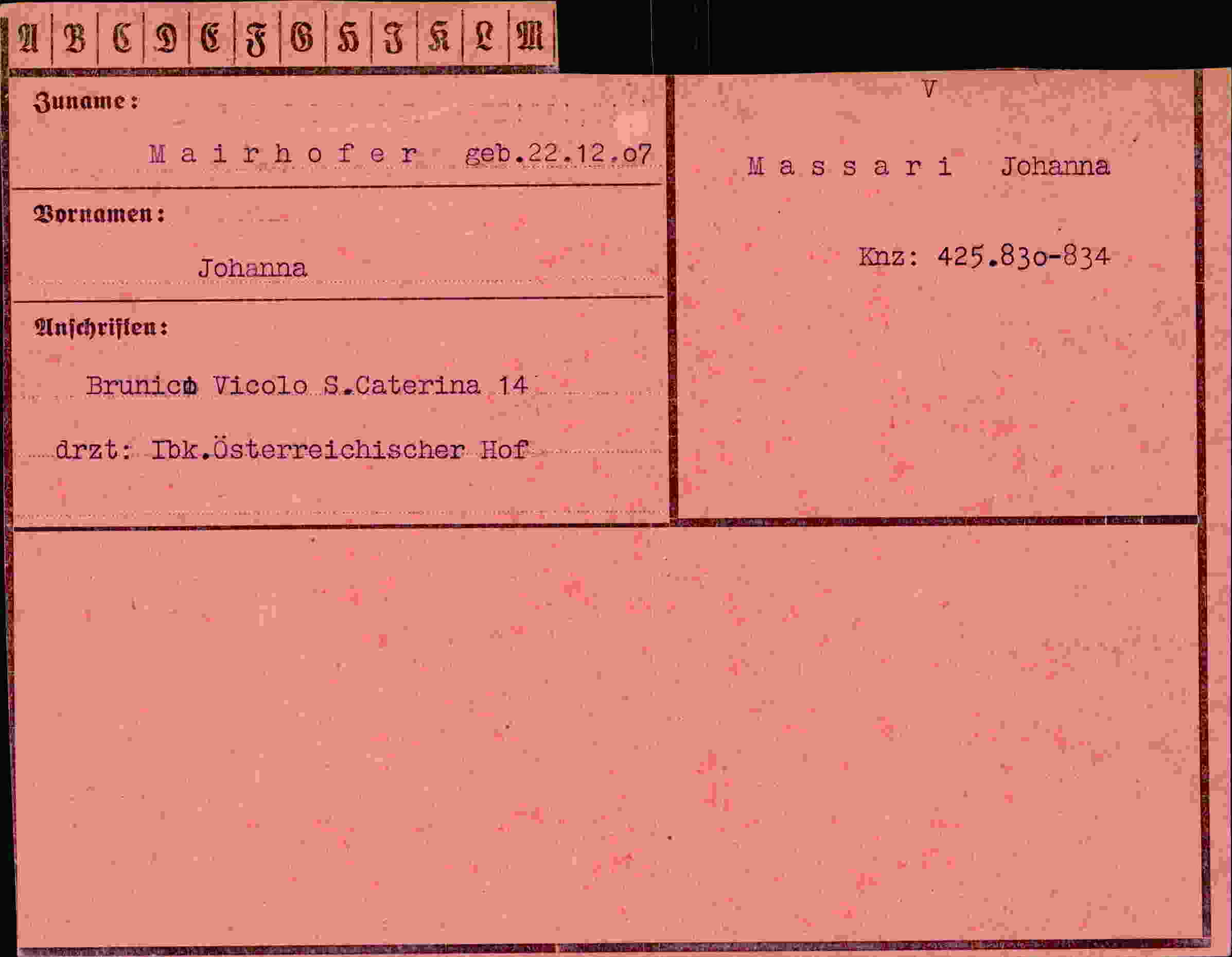 Vorderseite des Dokuments