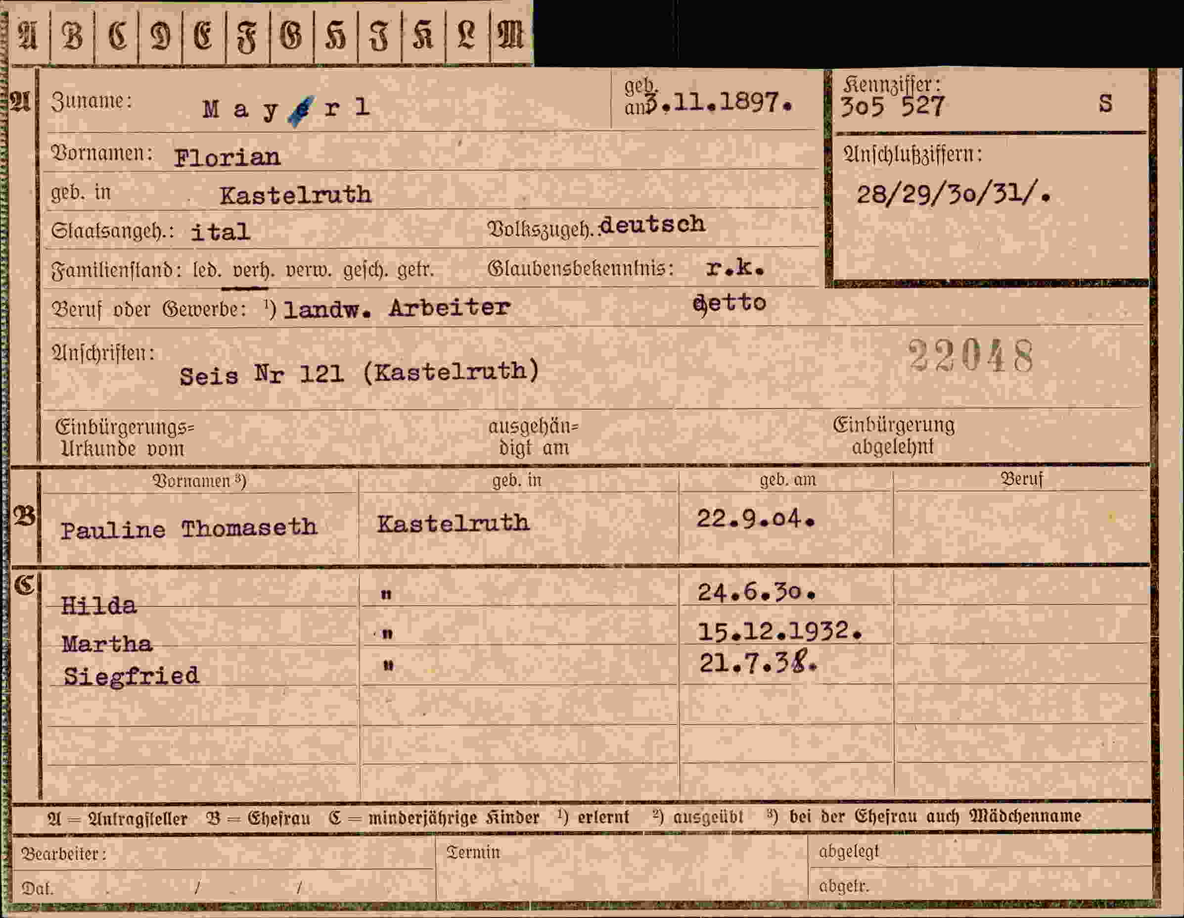 Vorderseite des Dokuments