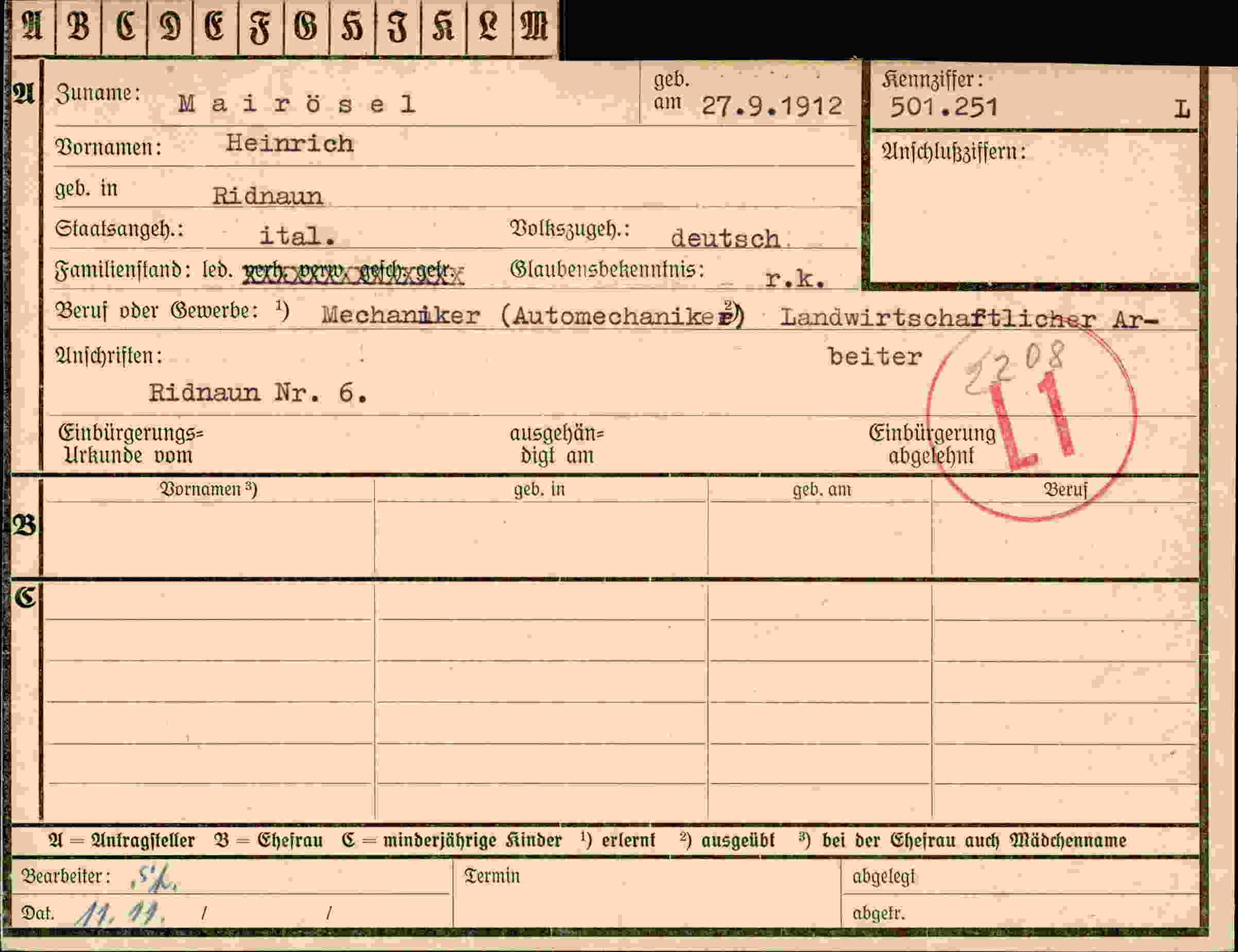 Vorderseite des Dokuments