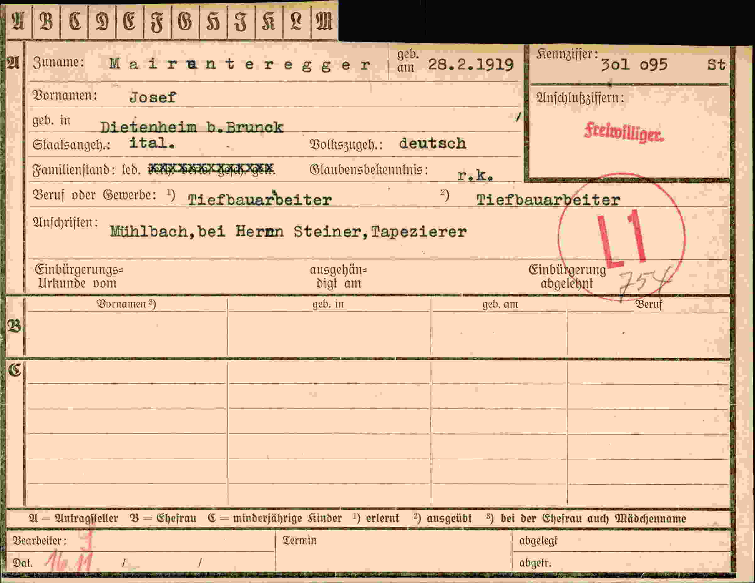 Vorderseite des Dokuments