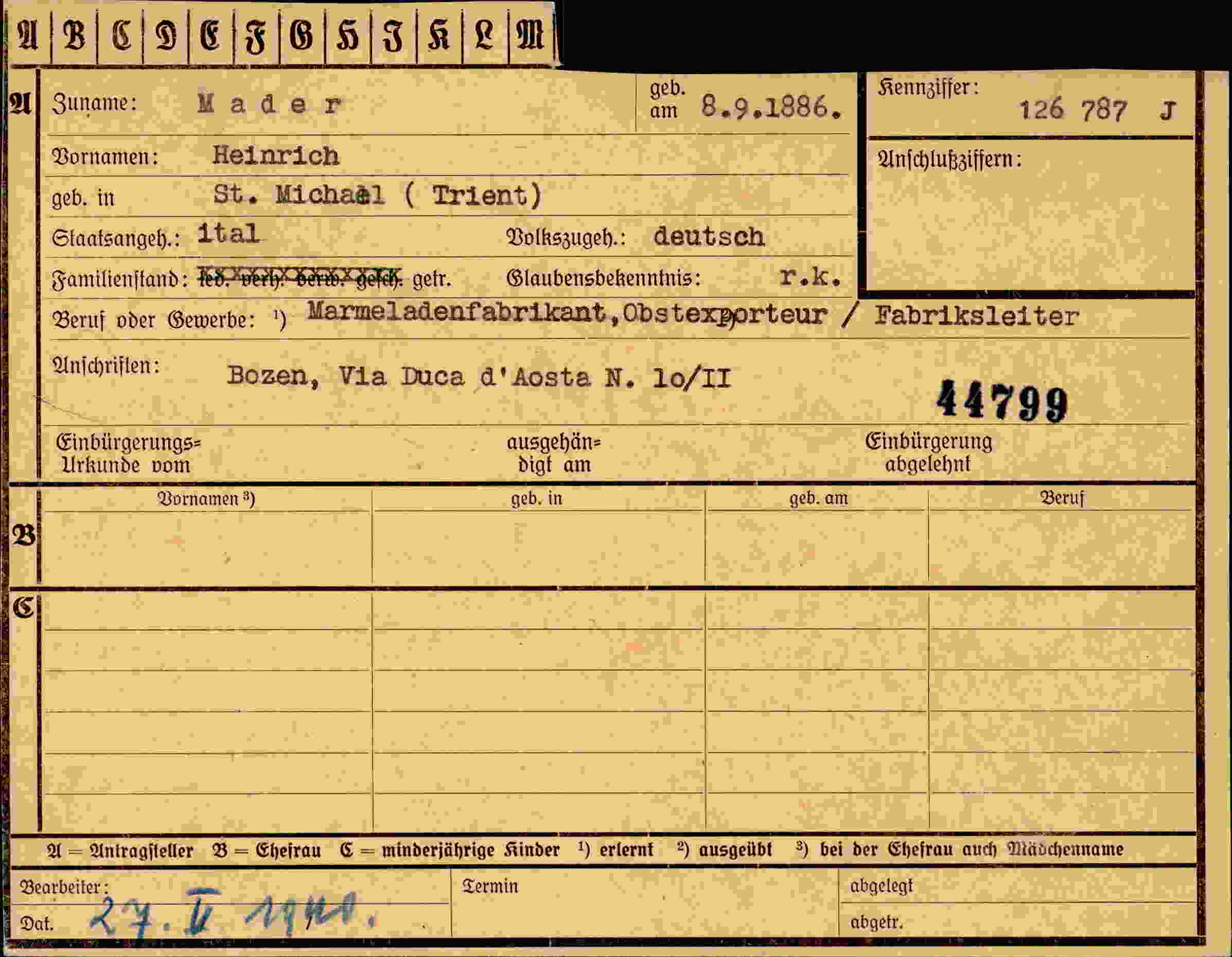 Dokument für Heinrich Mader