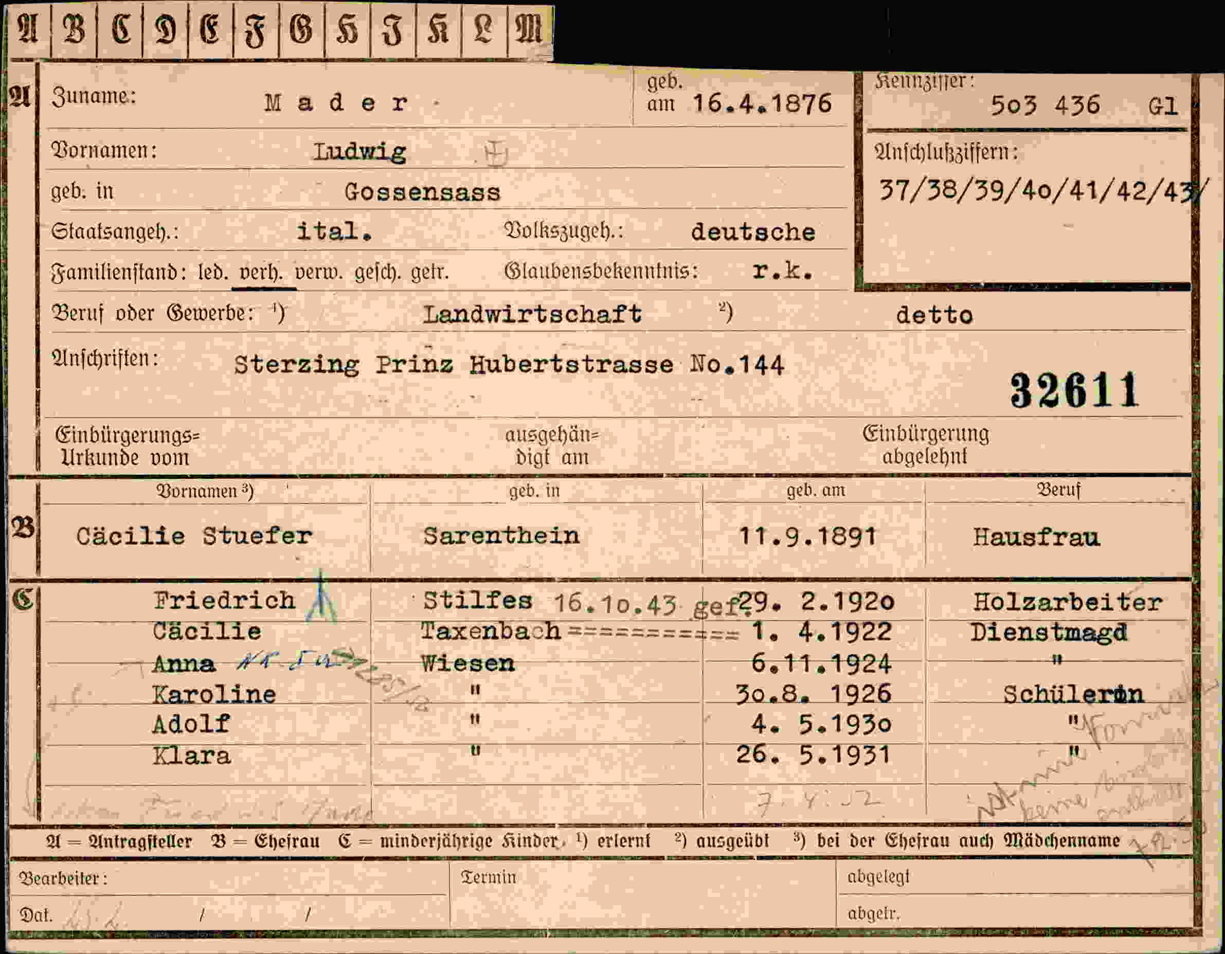 Vorderseite des Dokuments