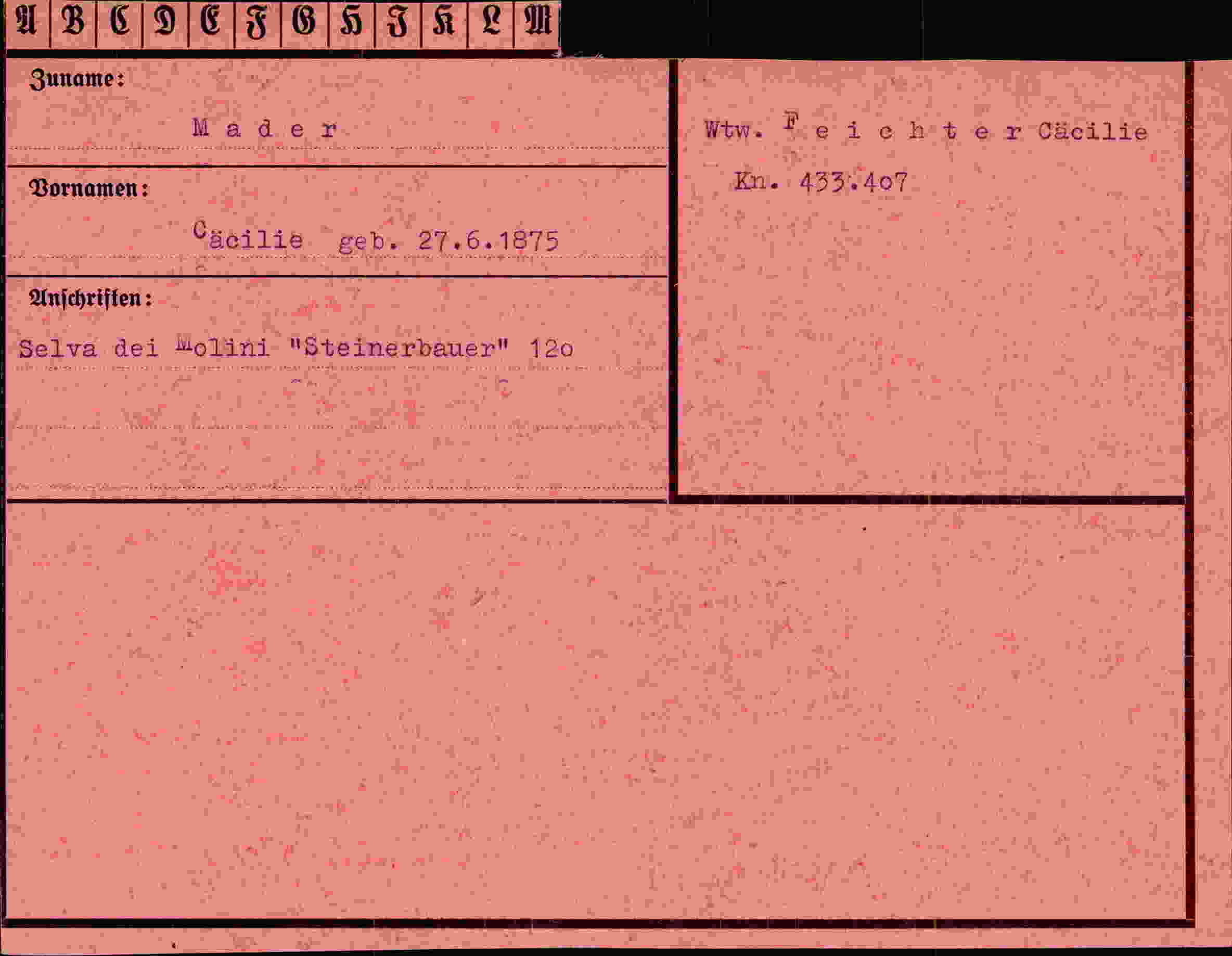 Dokument für Cäcilie Mader