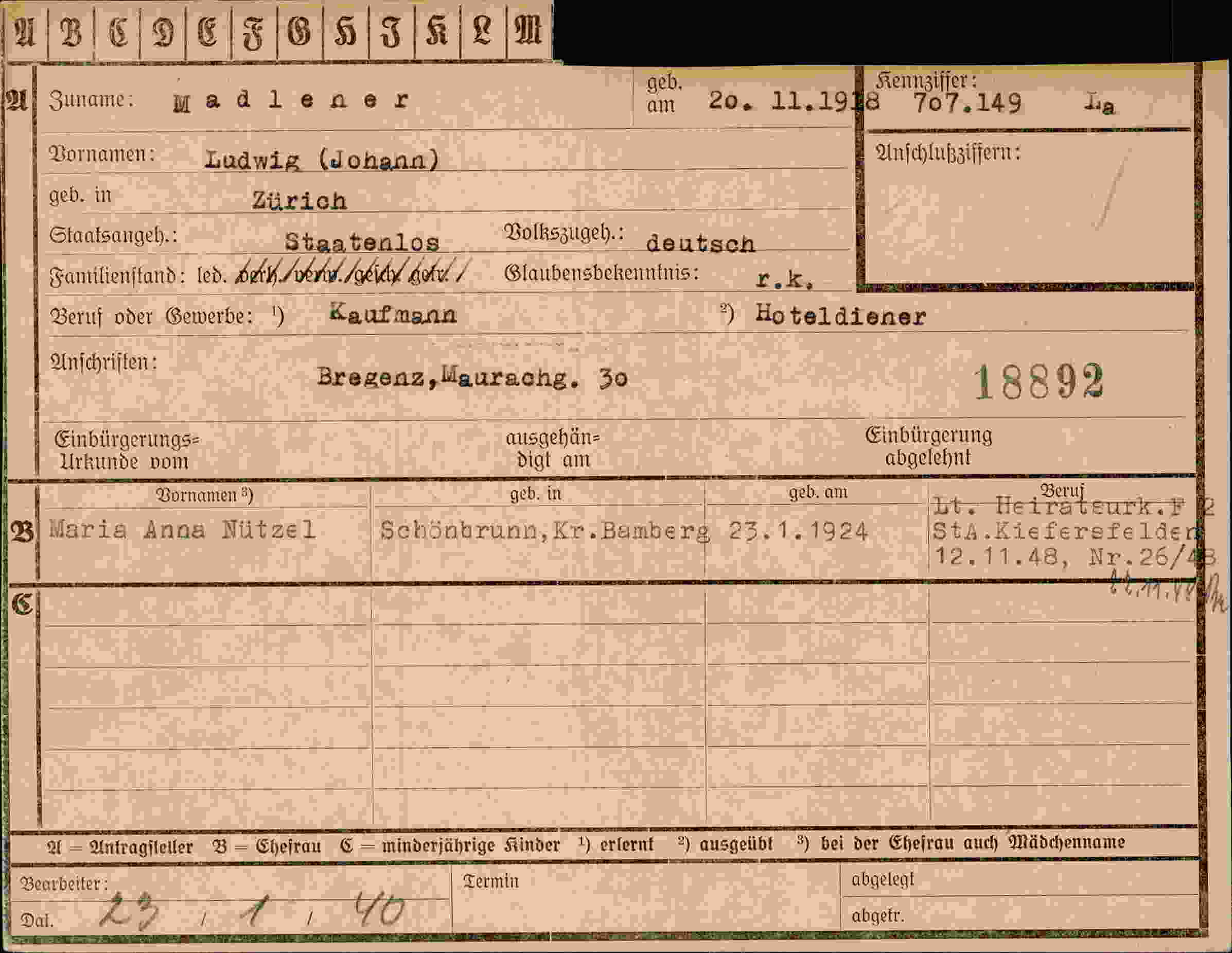 Vorderseite des Dokuments