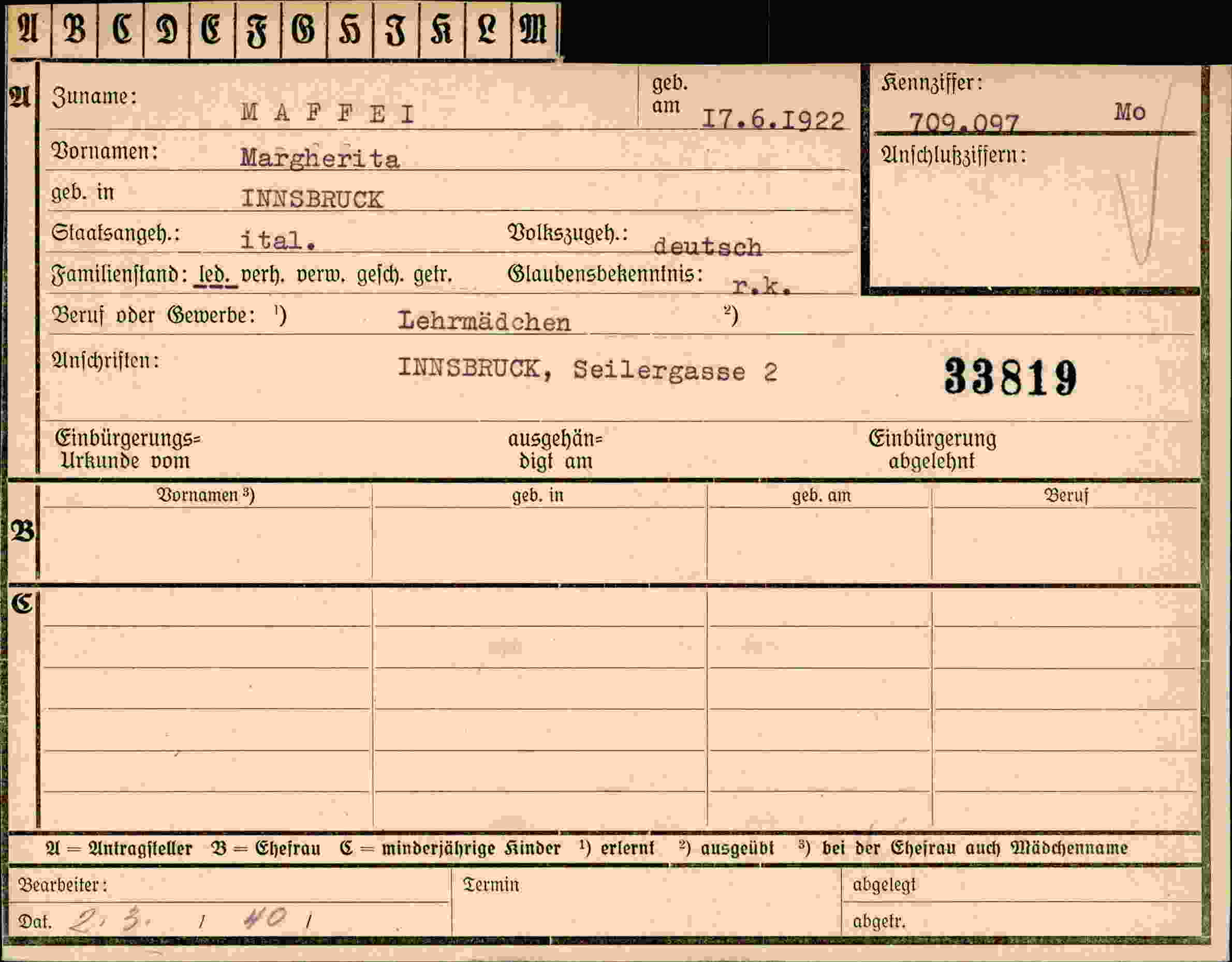 Vorderseite des Dokuments