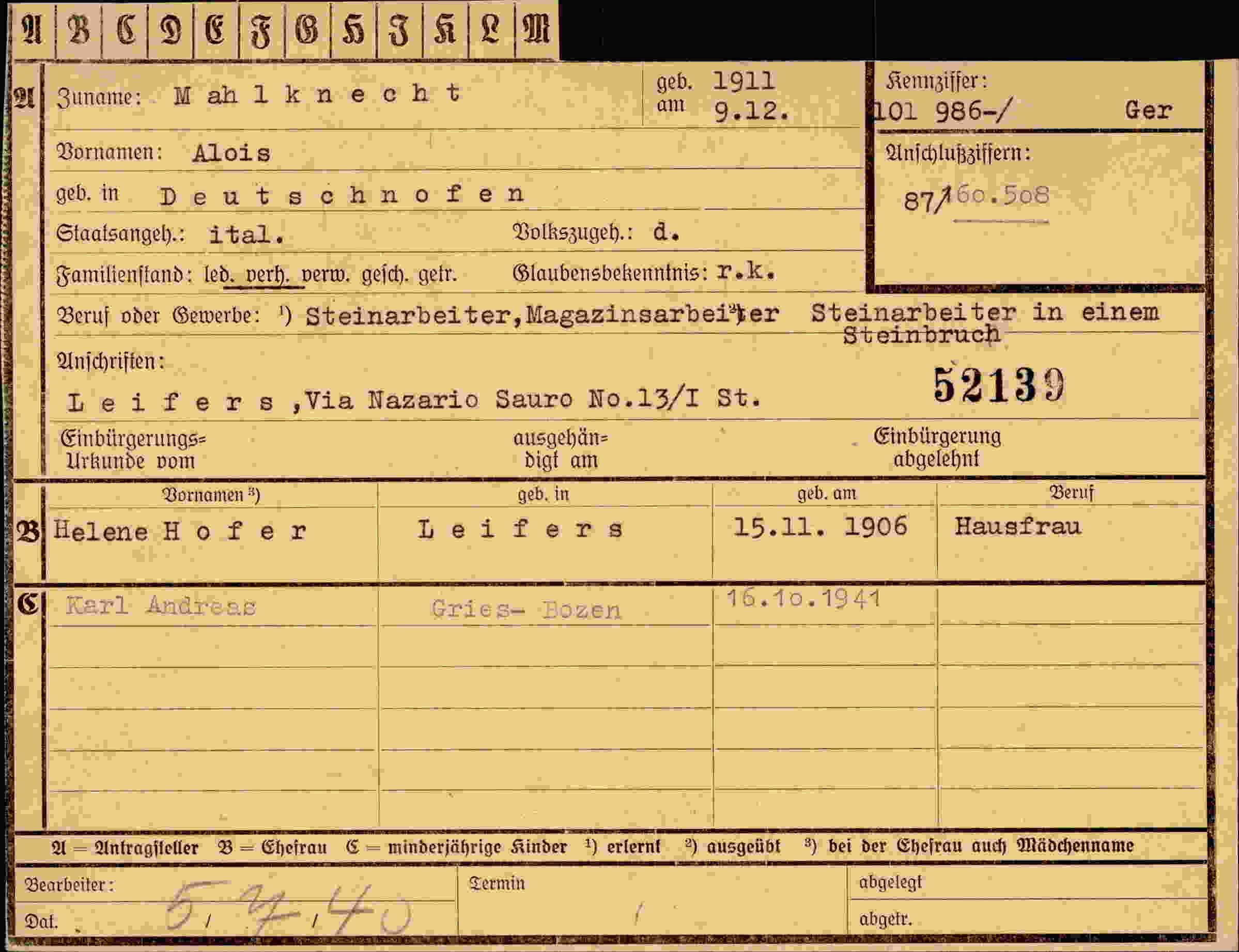 Dokument für Alois Mahlknecht