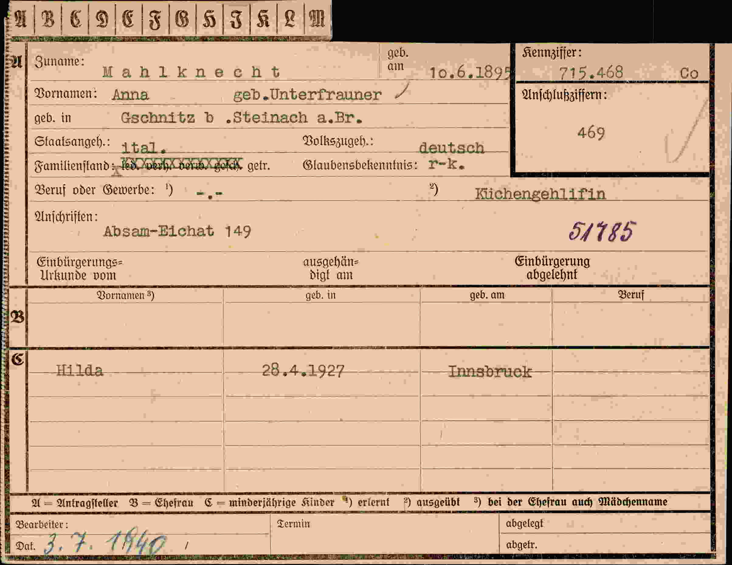 Dokument für Anna Mahlknecht