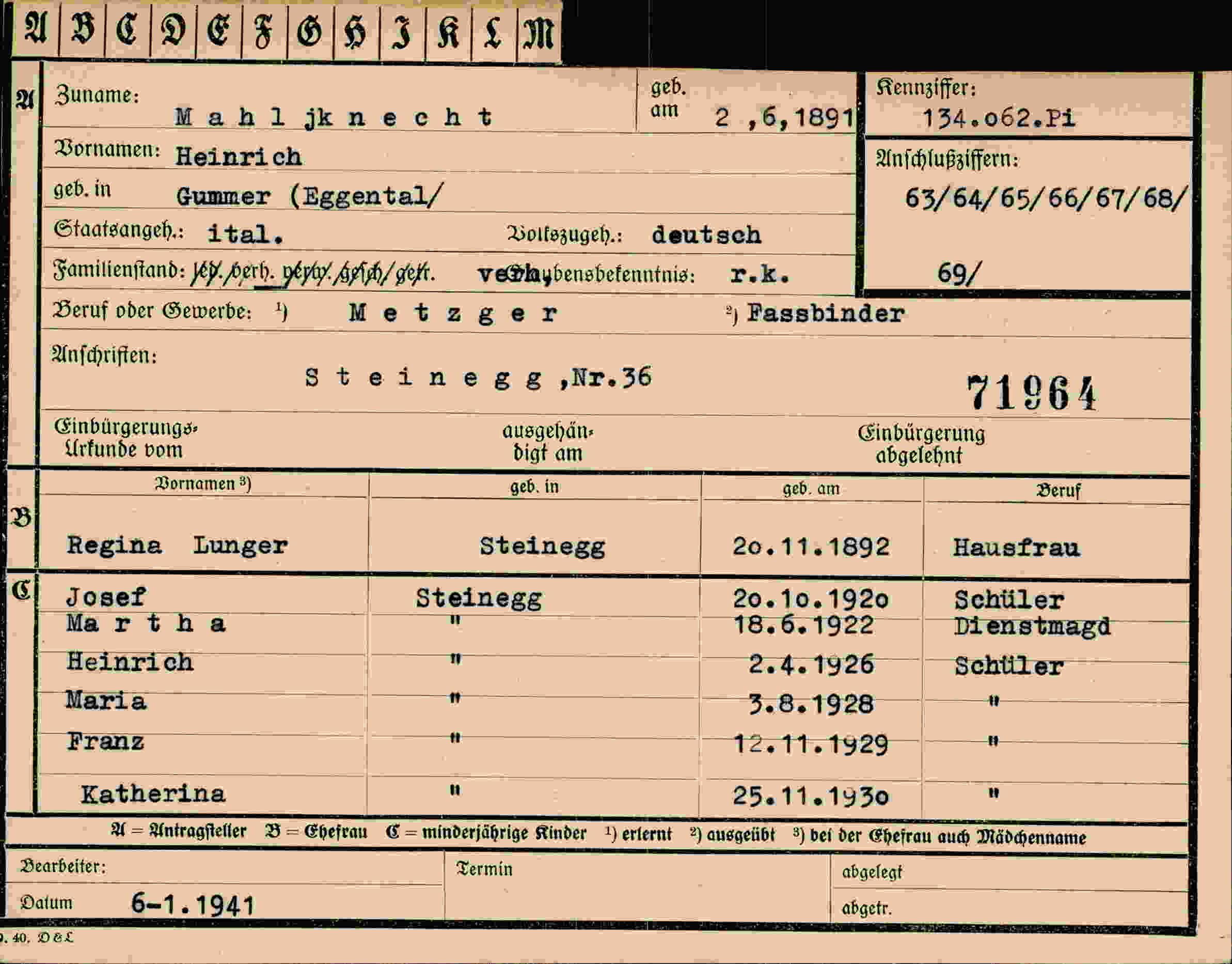 Vorderseite des Dokuments